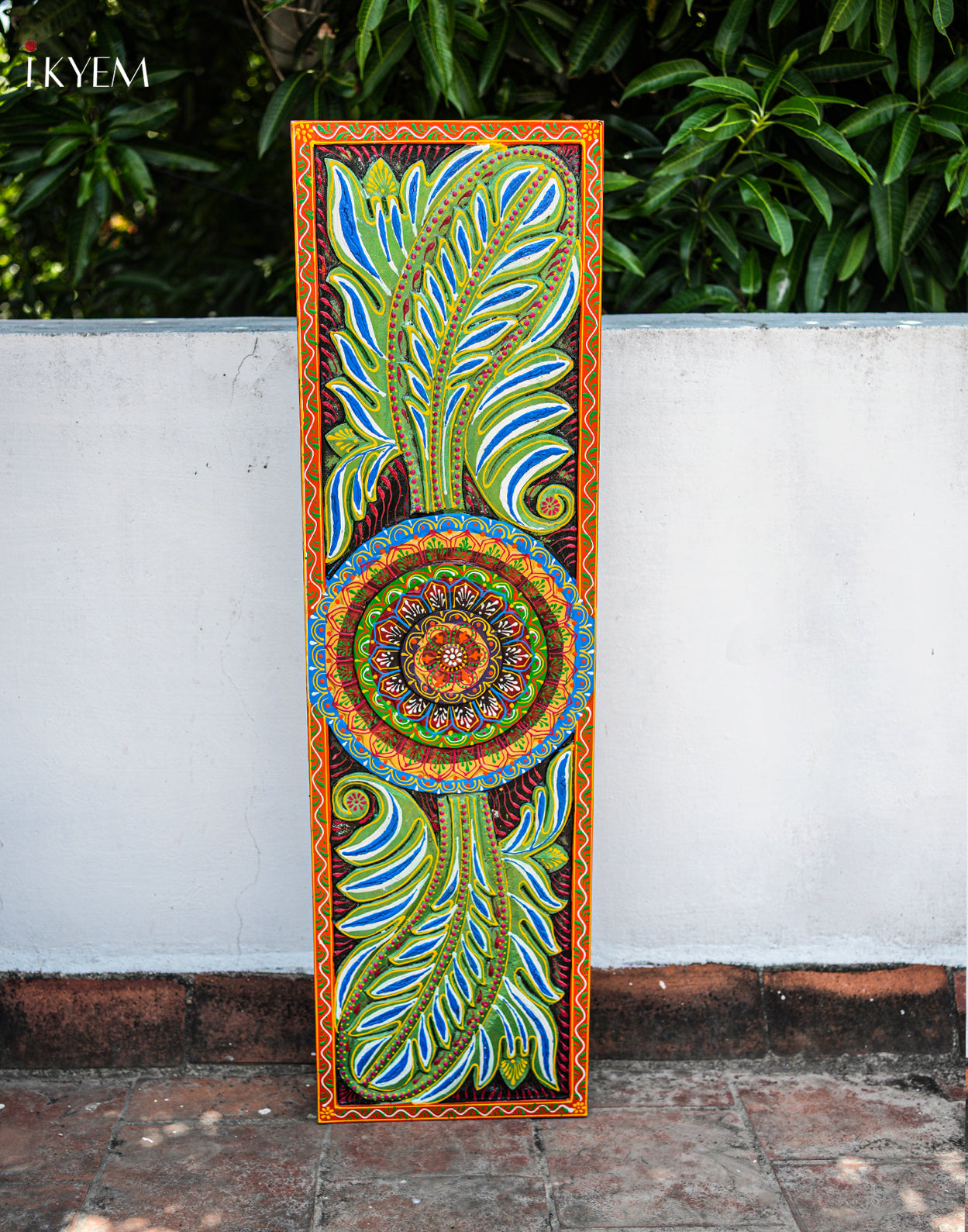 Hand-painted Carved Wood Panel