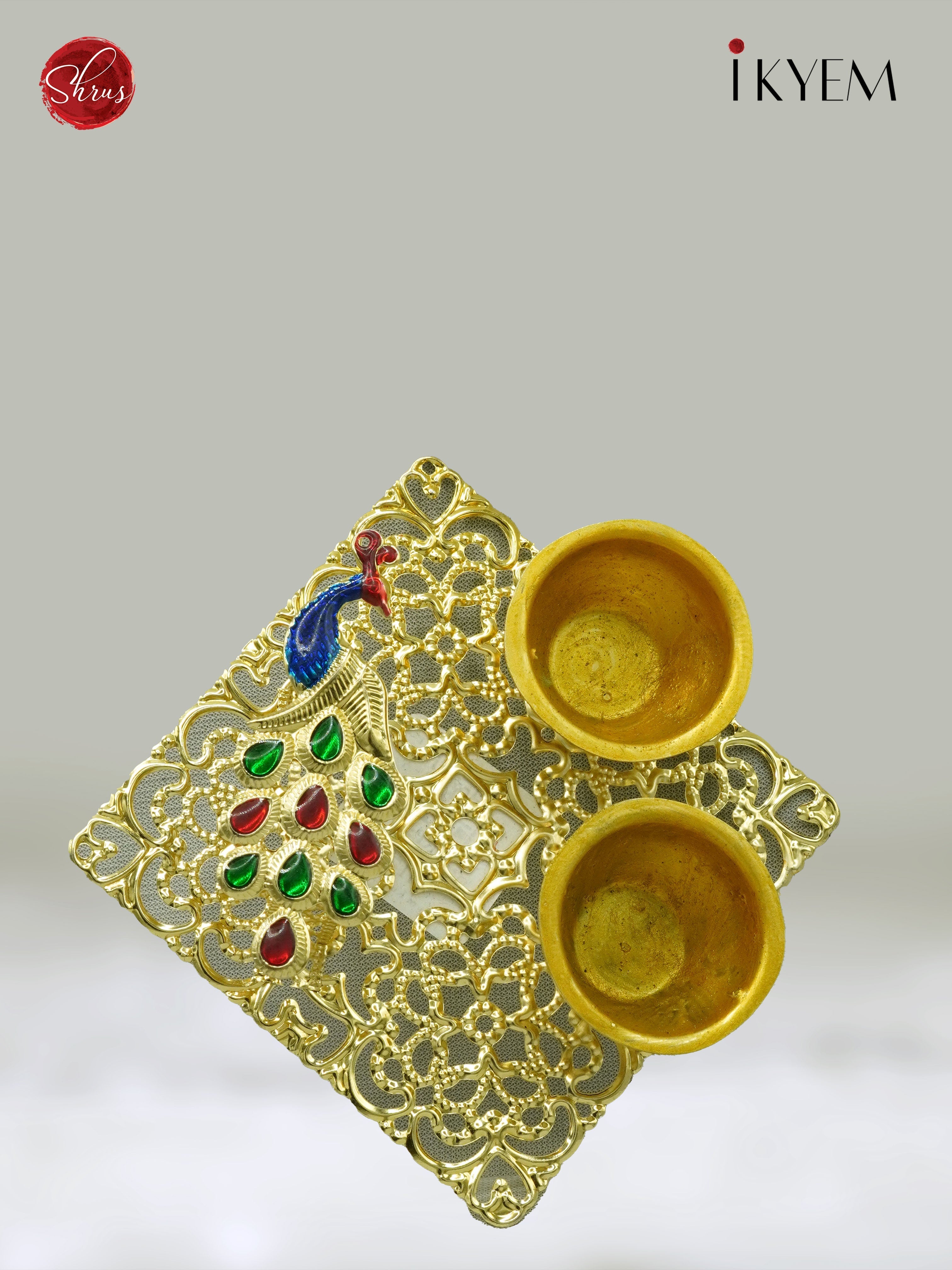 Peacock Base Kumkum and Chandan Holder