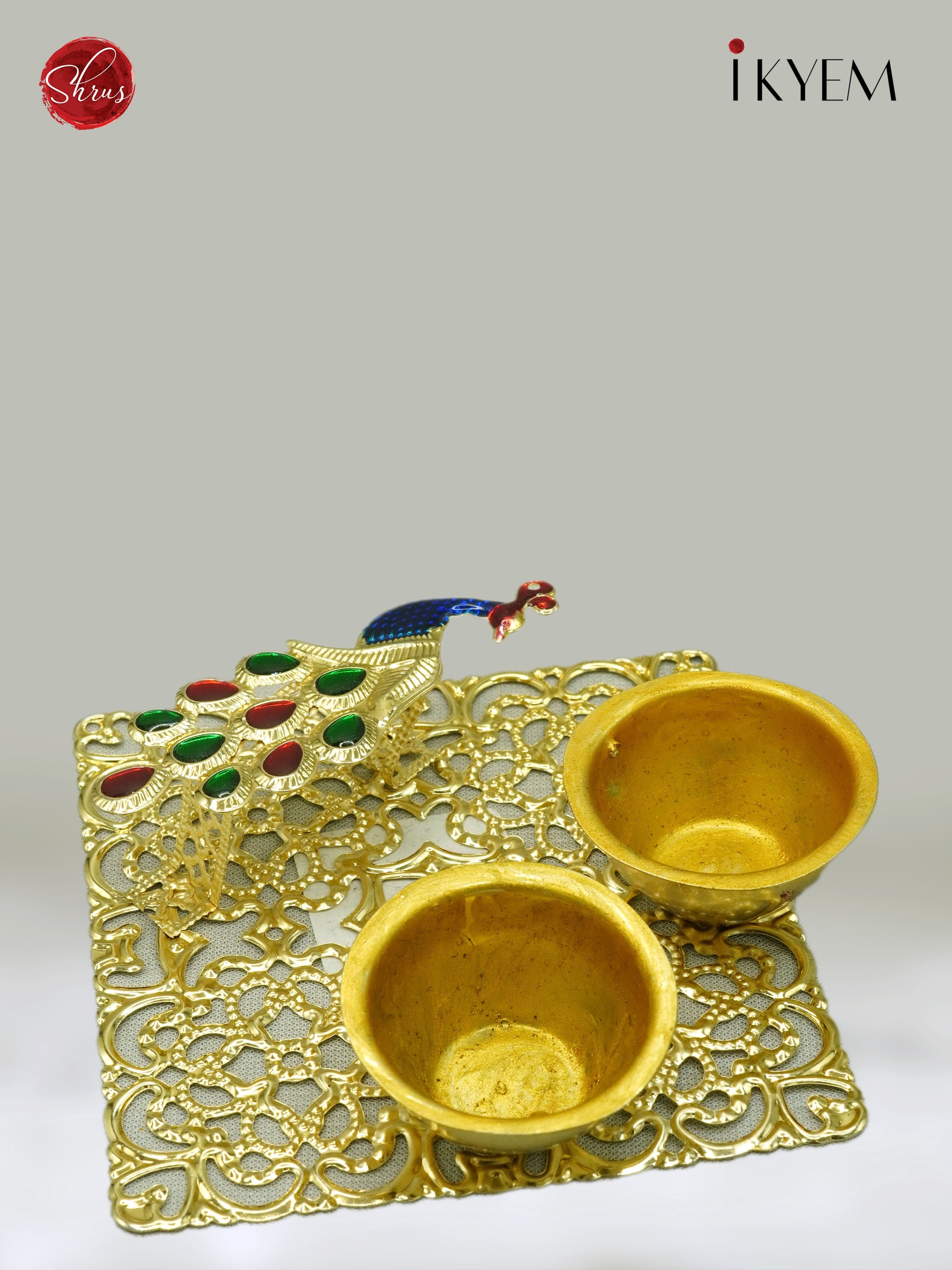 Peacock Base Kumkum and Chandan Holder