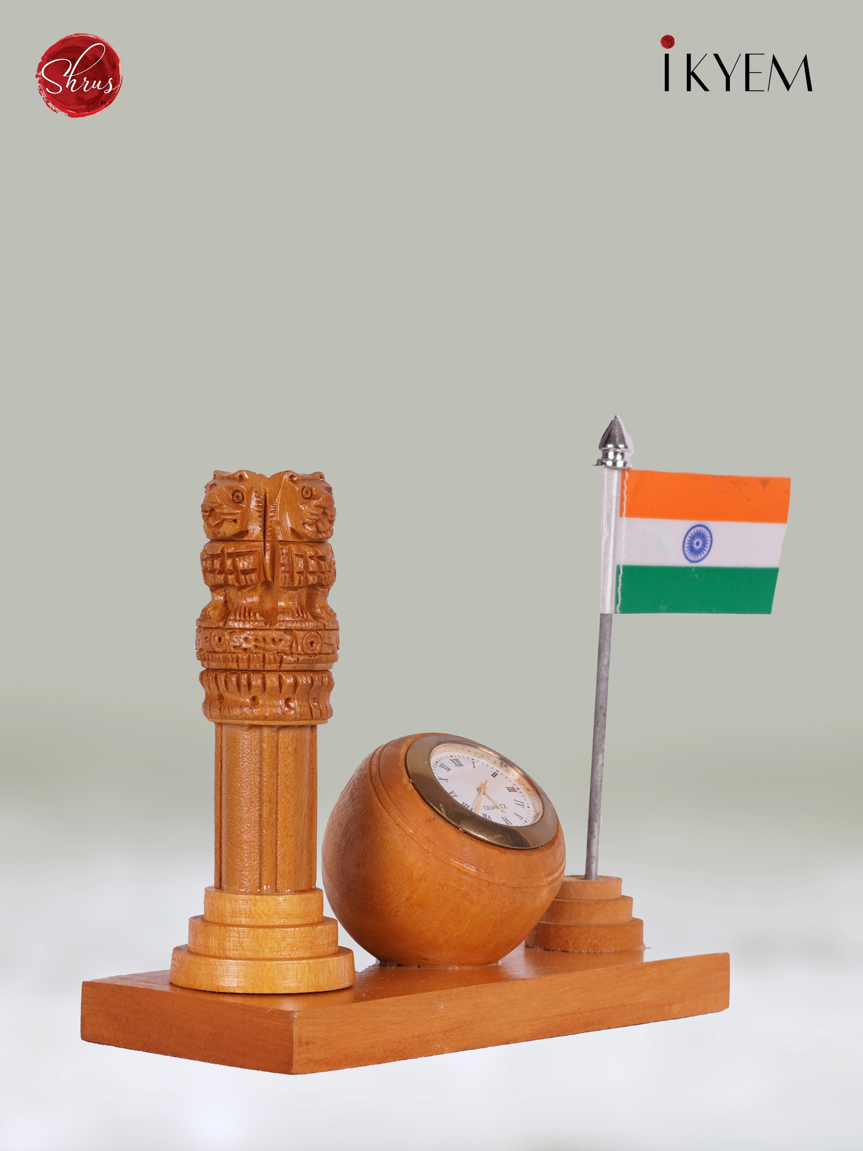 Wooden Clock , Ashoka Pillar - Return Gift