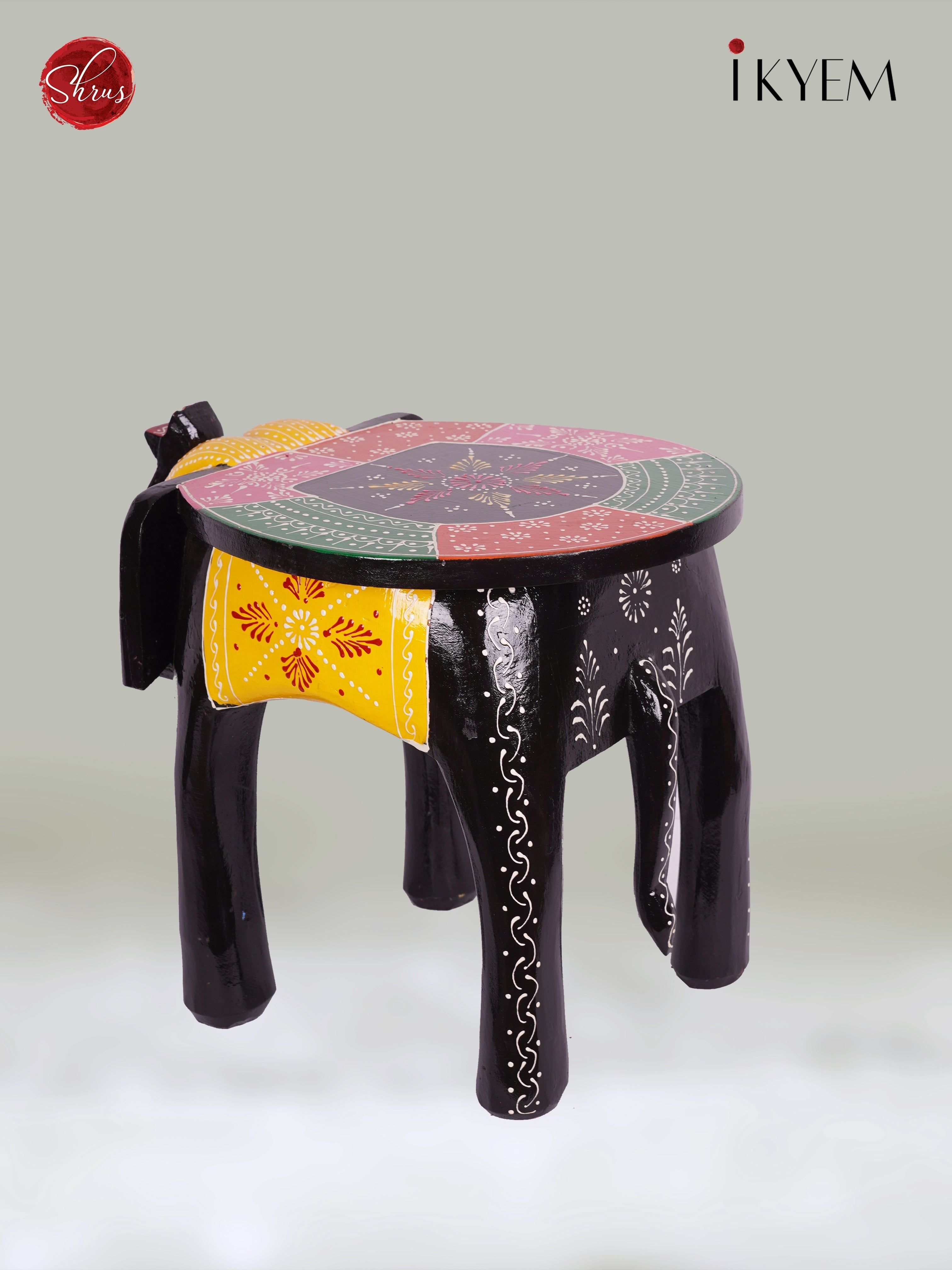 Hand painted Elephant Stool