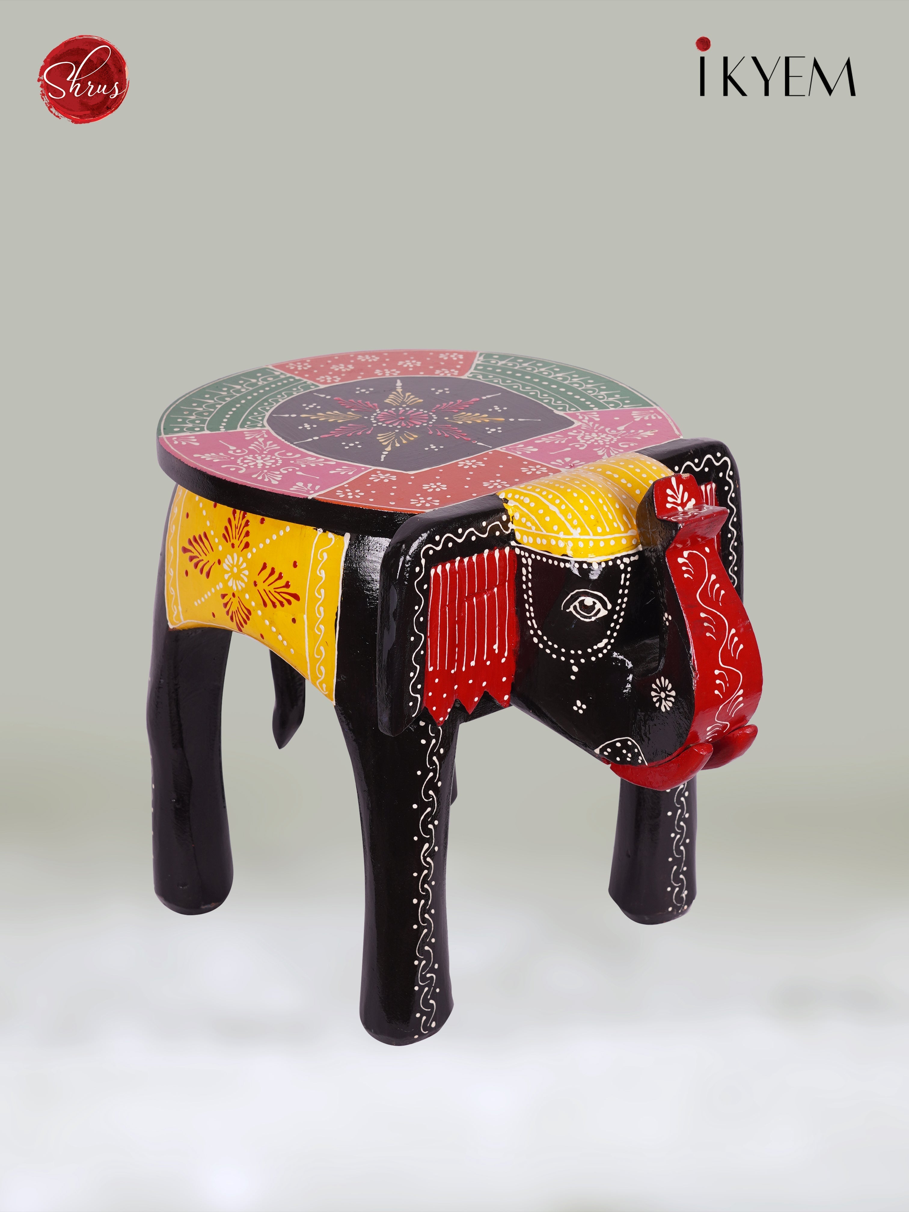 Hand painted Elephant Stool