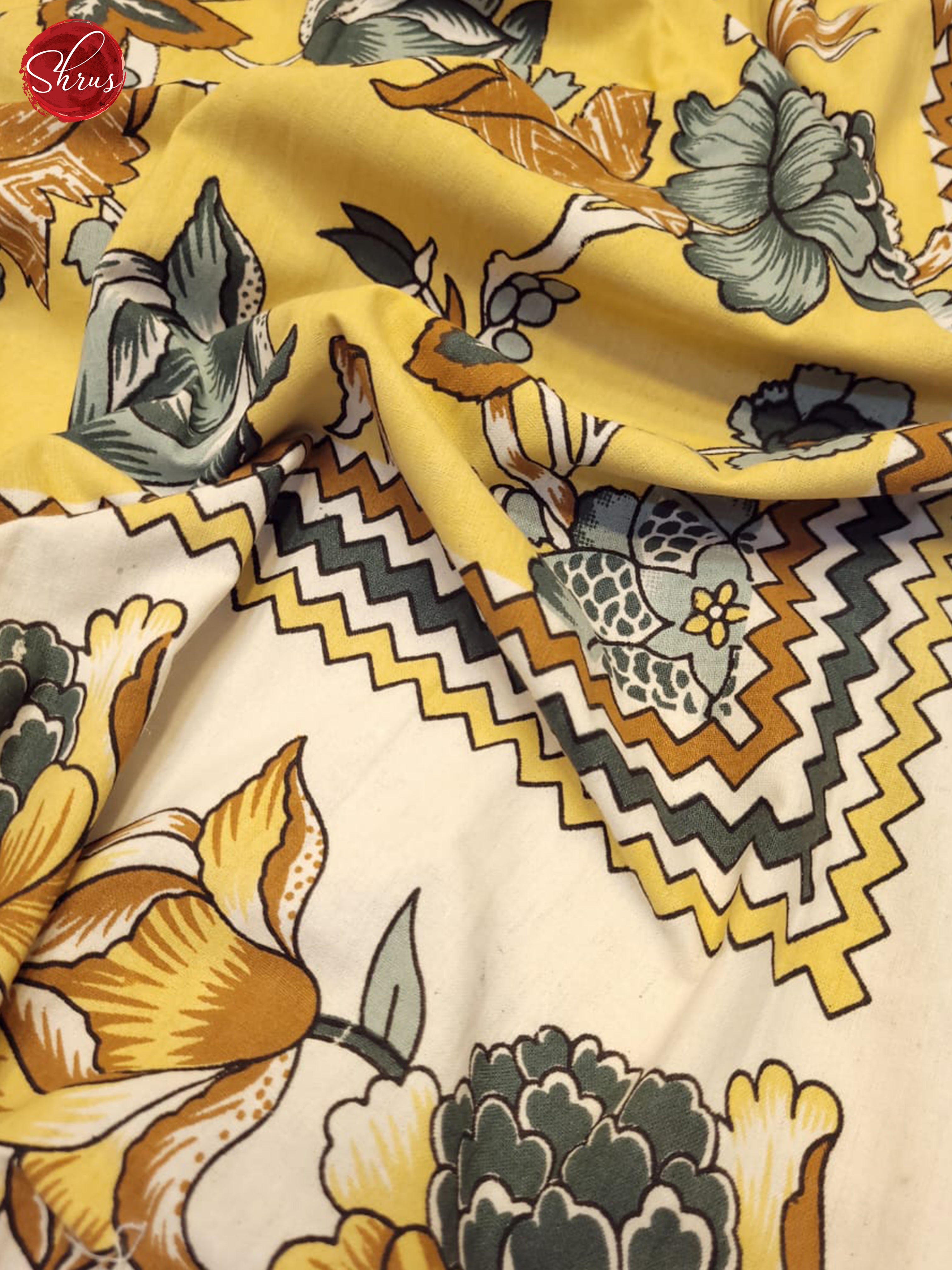 Yellow & Cream- Jaipuri printed Double Bed Spread