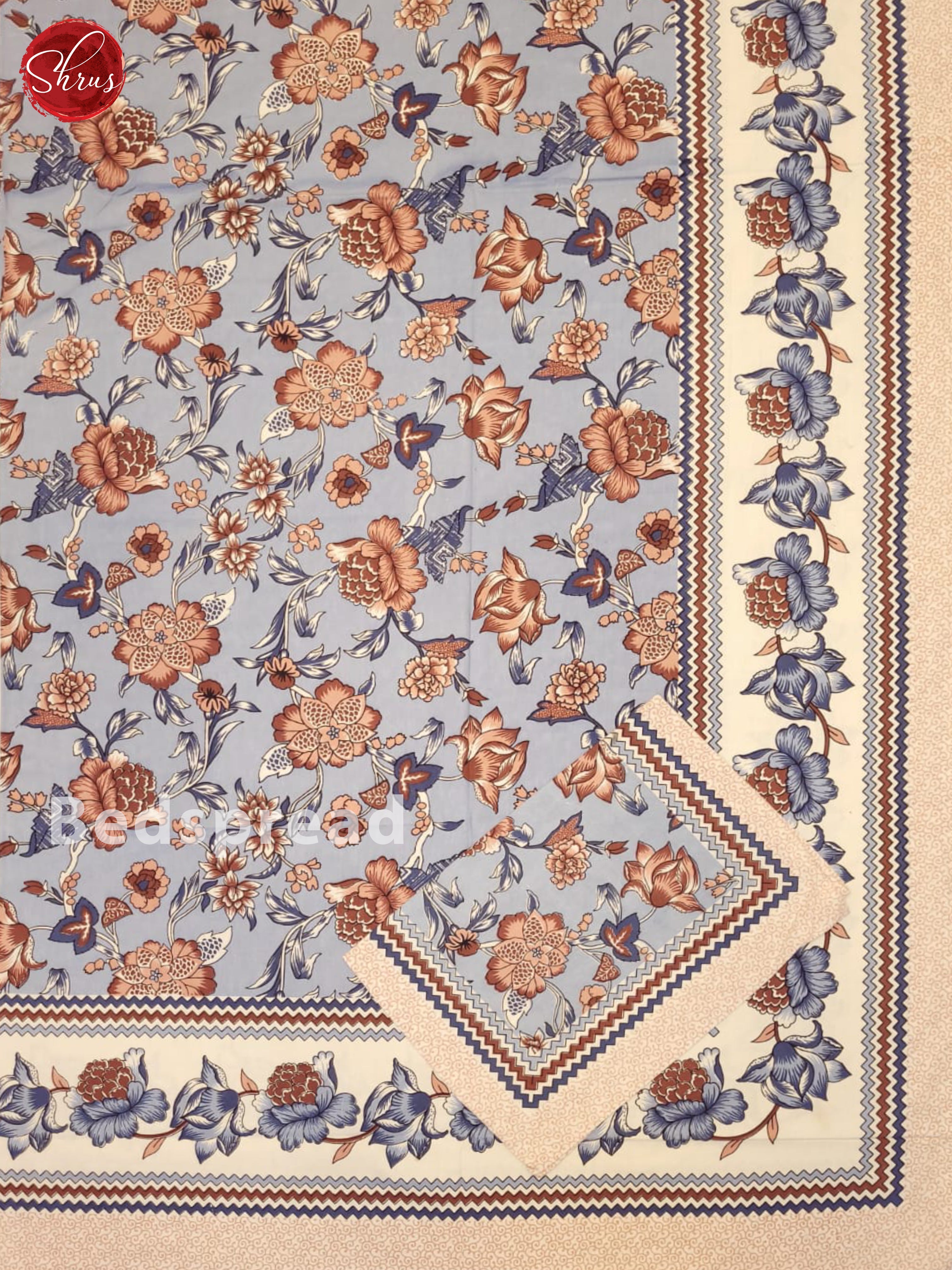 Blue & Cream- Jaipuri Printed Double Bed Spread