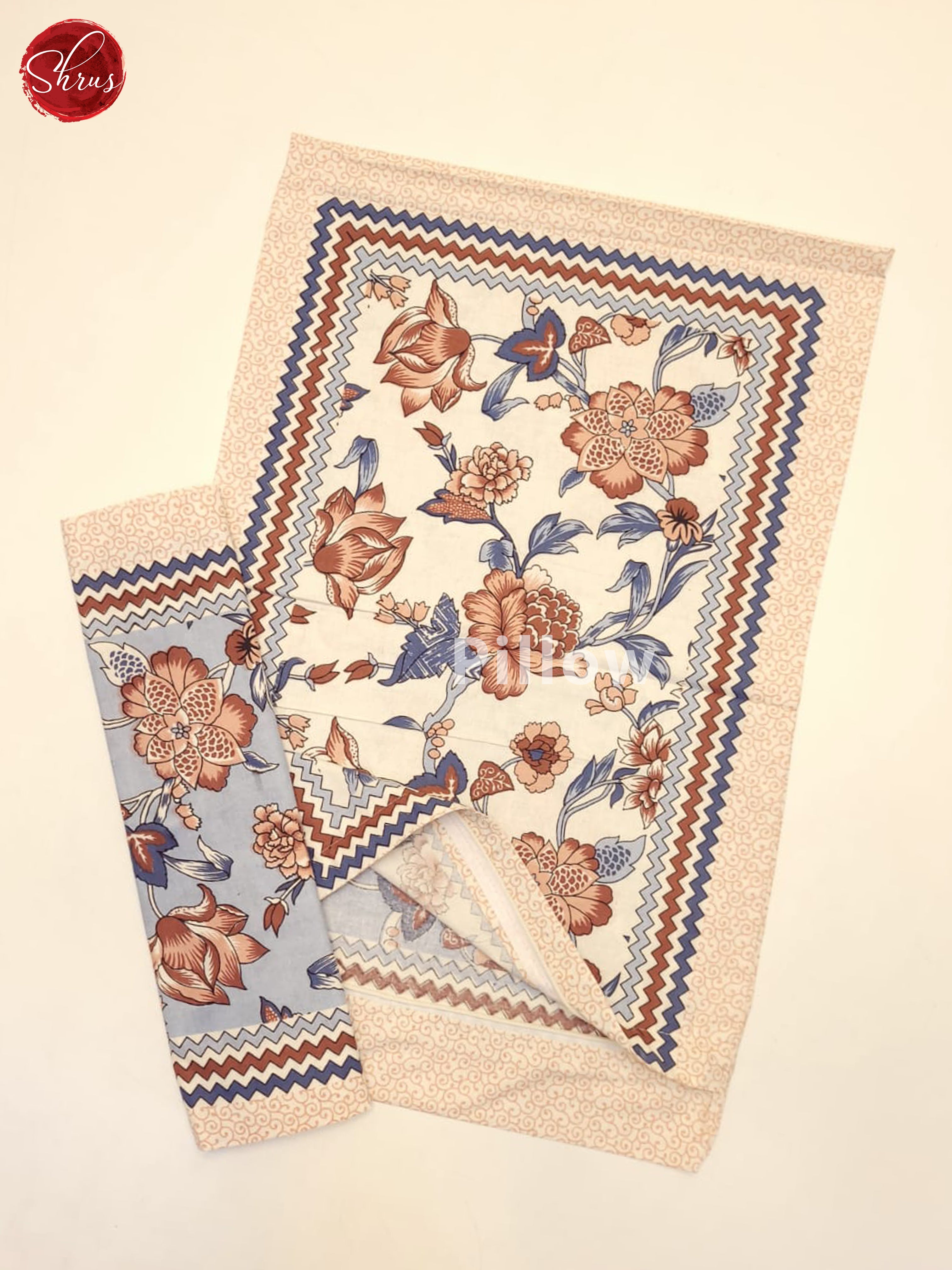 Blue & Cream- Jaipuri Printed Double Bed Spread