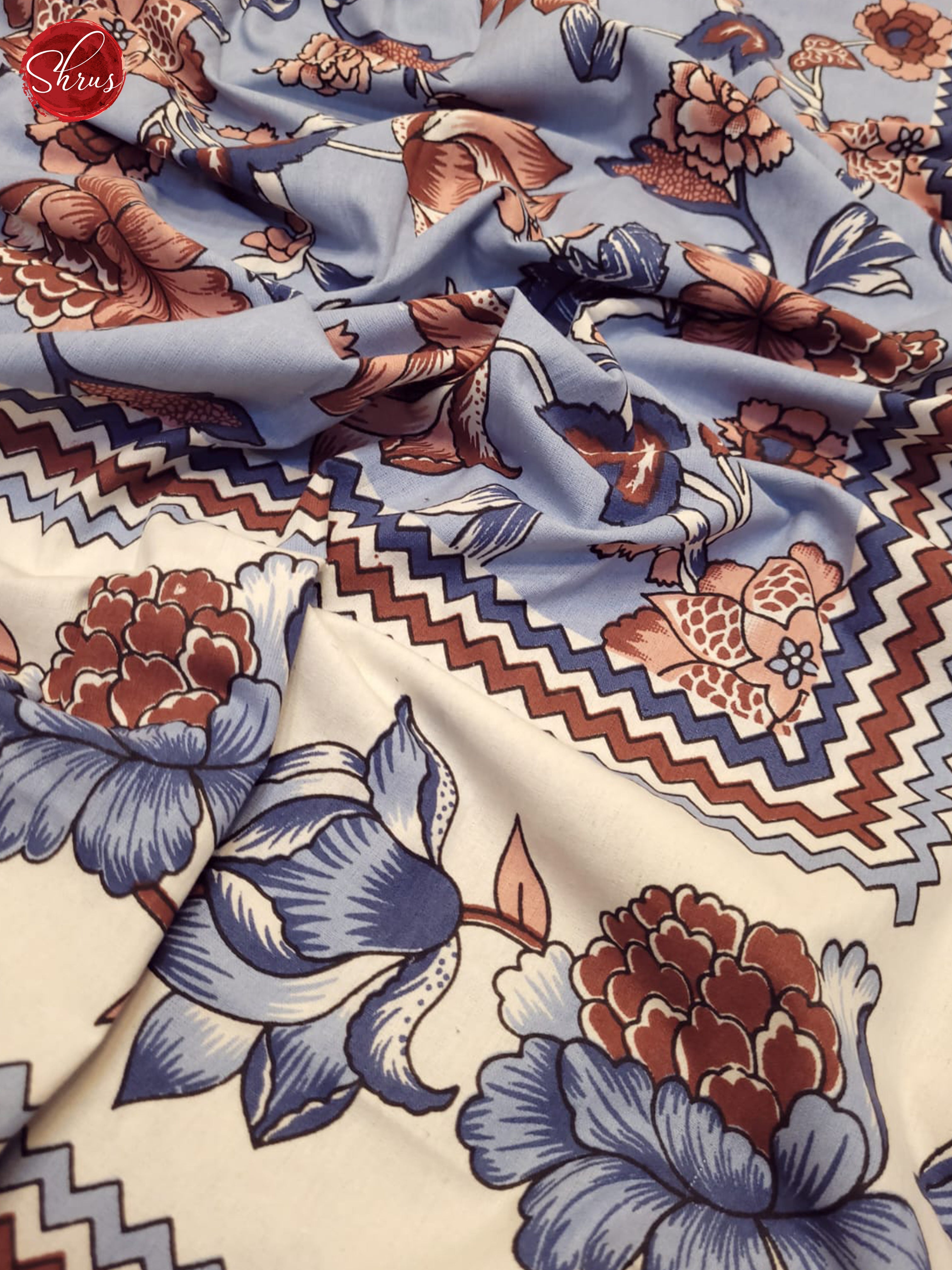 Blue & Cream- Jaipuri Printed Double Bed Spread