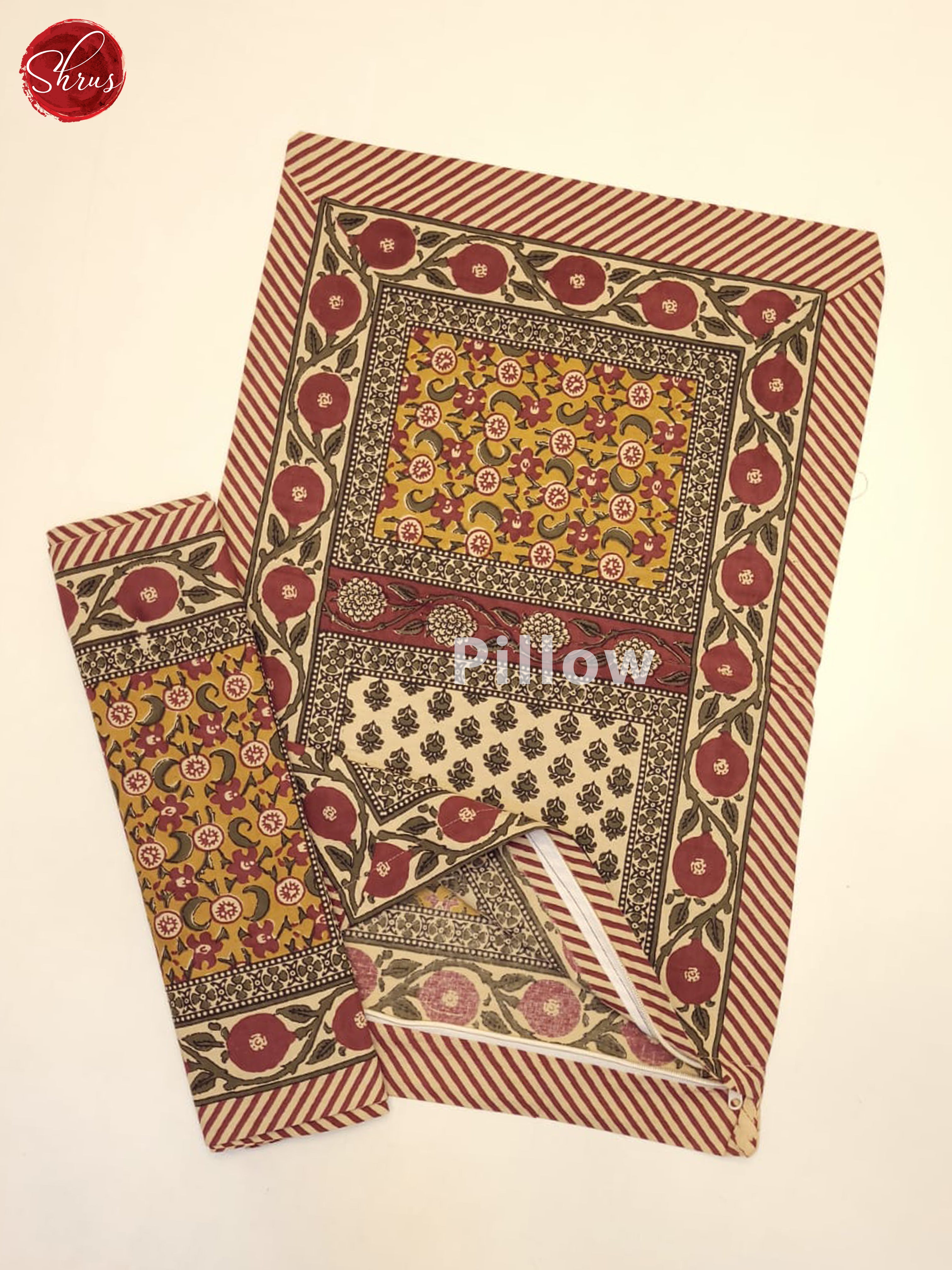 Maroon & Mustard- Jaipuri Printed Double Bed Spread