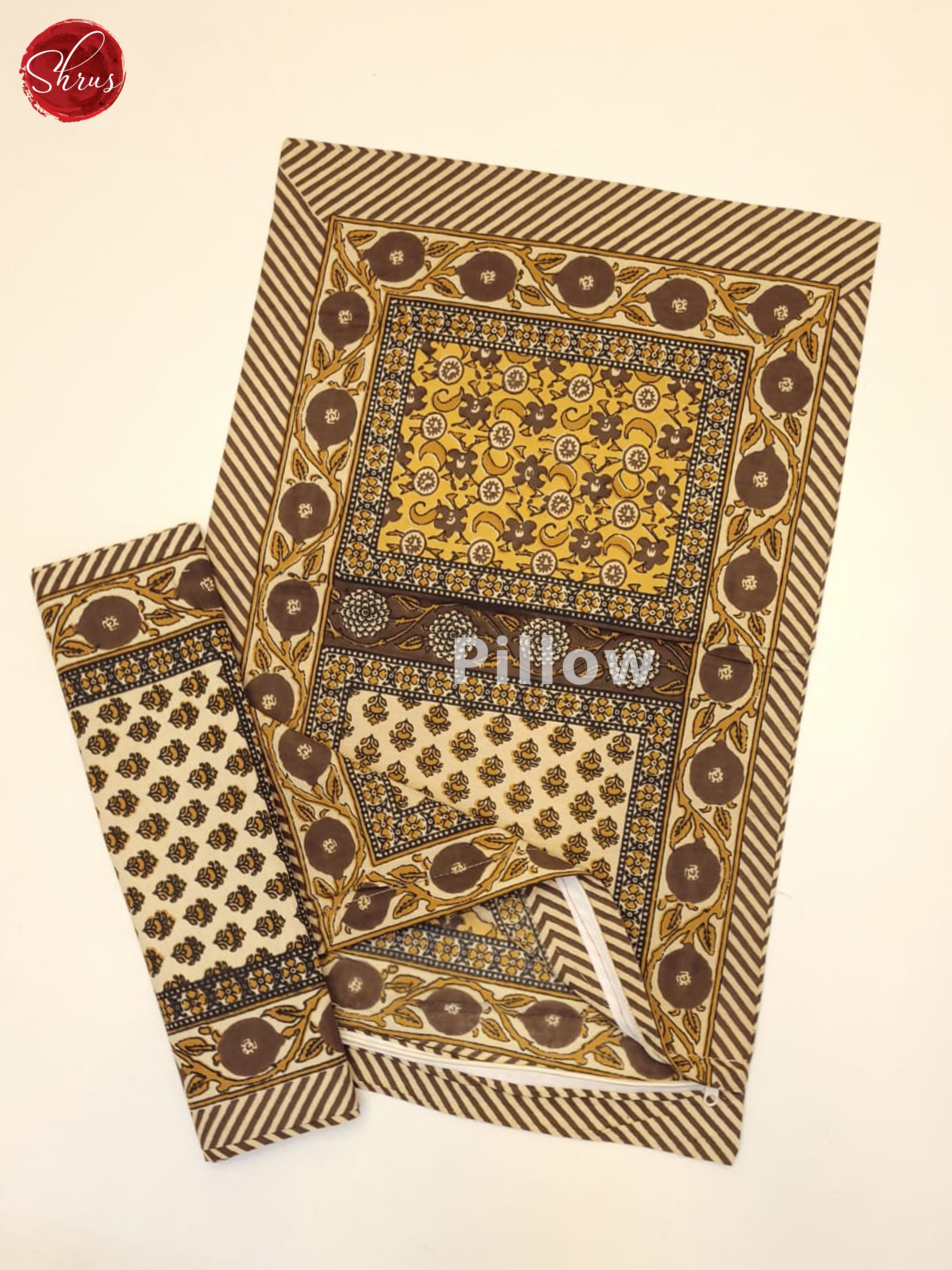 Brown & Mustard - Jaipuri Printed Double Bed Spread