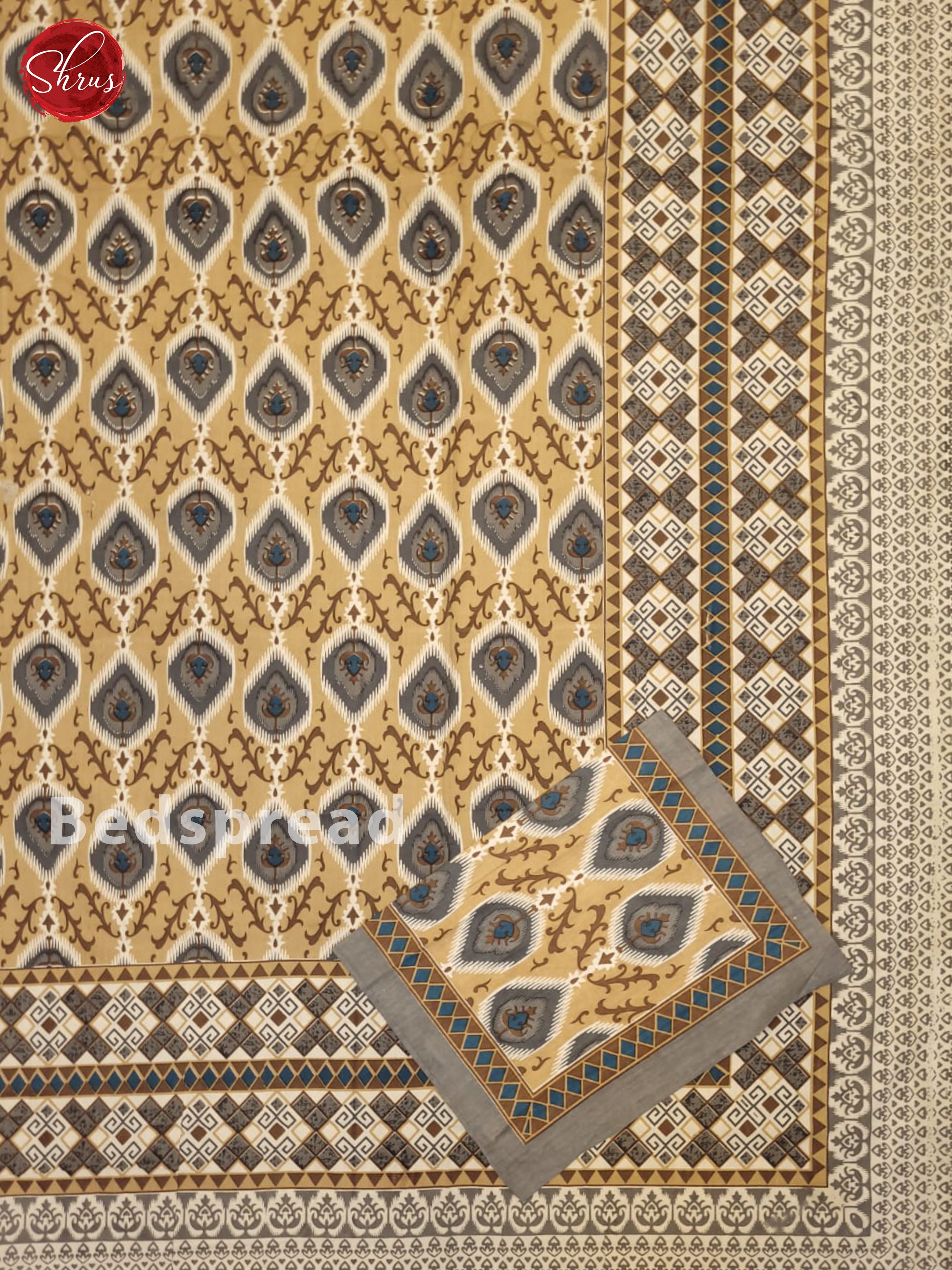 Brown & Grey- Jaipuri Printed Double Bed spread