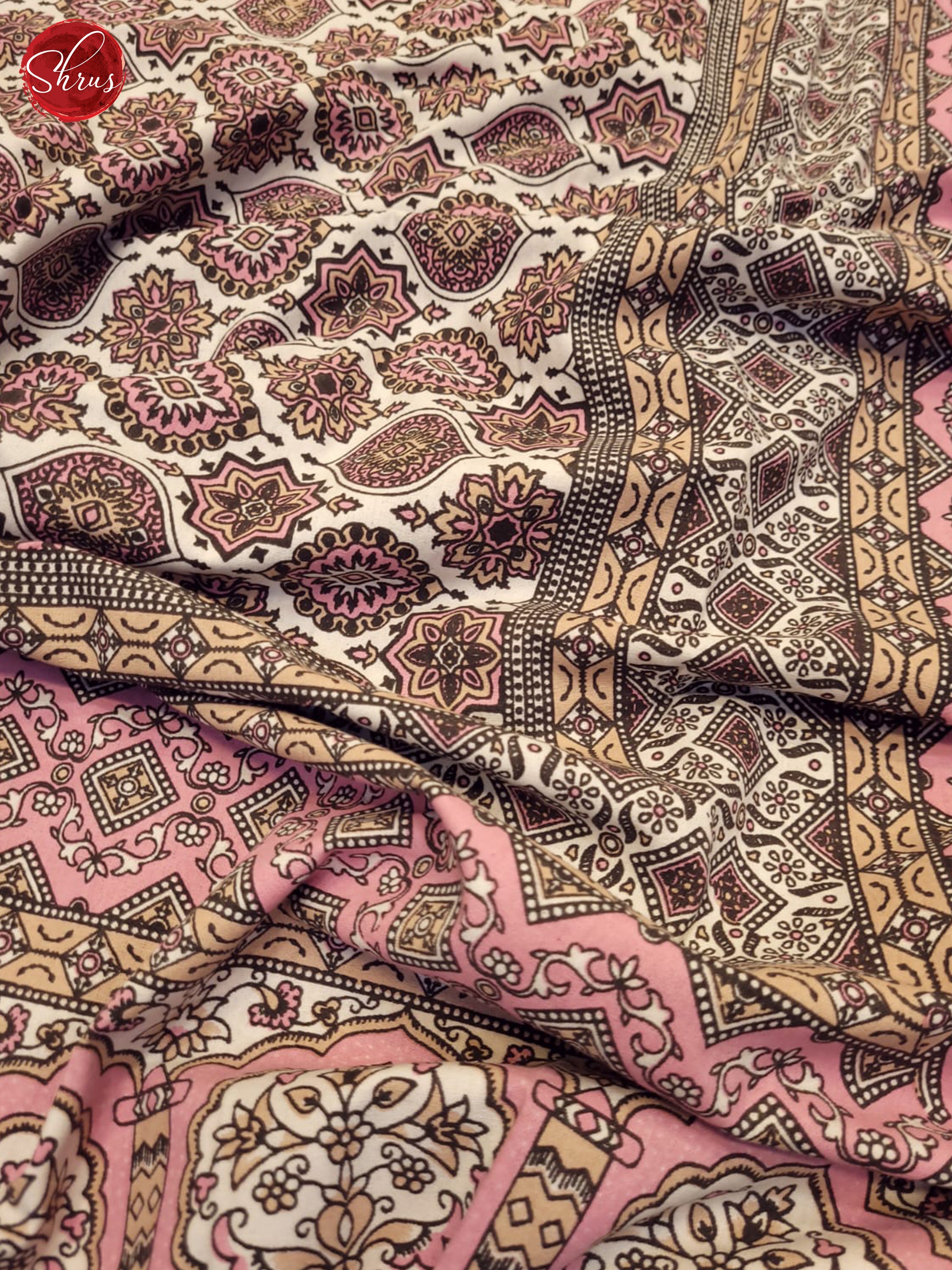 Cream & Pink- Jaipuri Printed Double Bed Spread