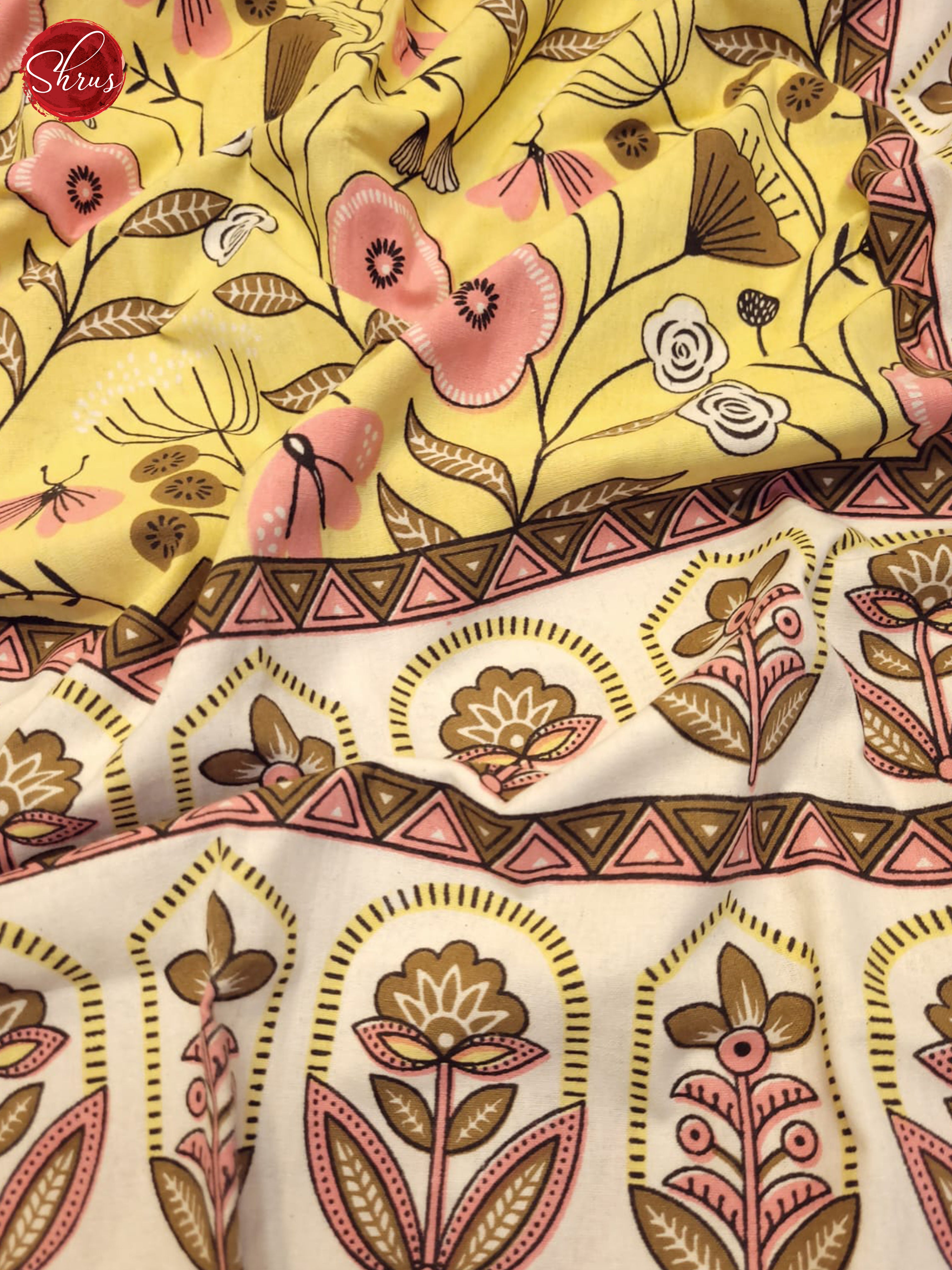 Yellow & Cream- Jaipuri Printed Double Bed Spread