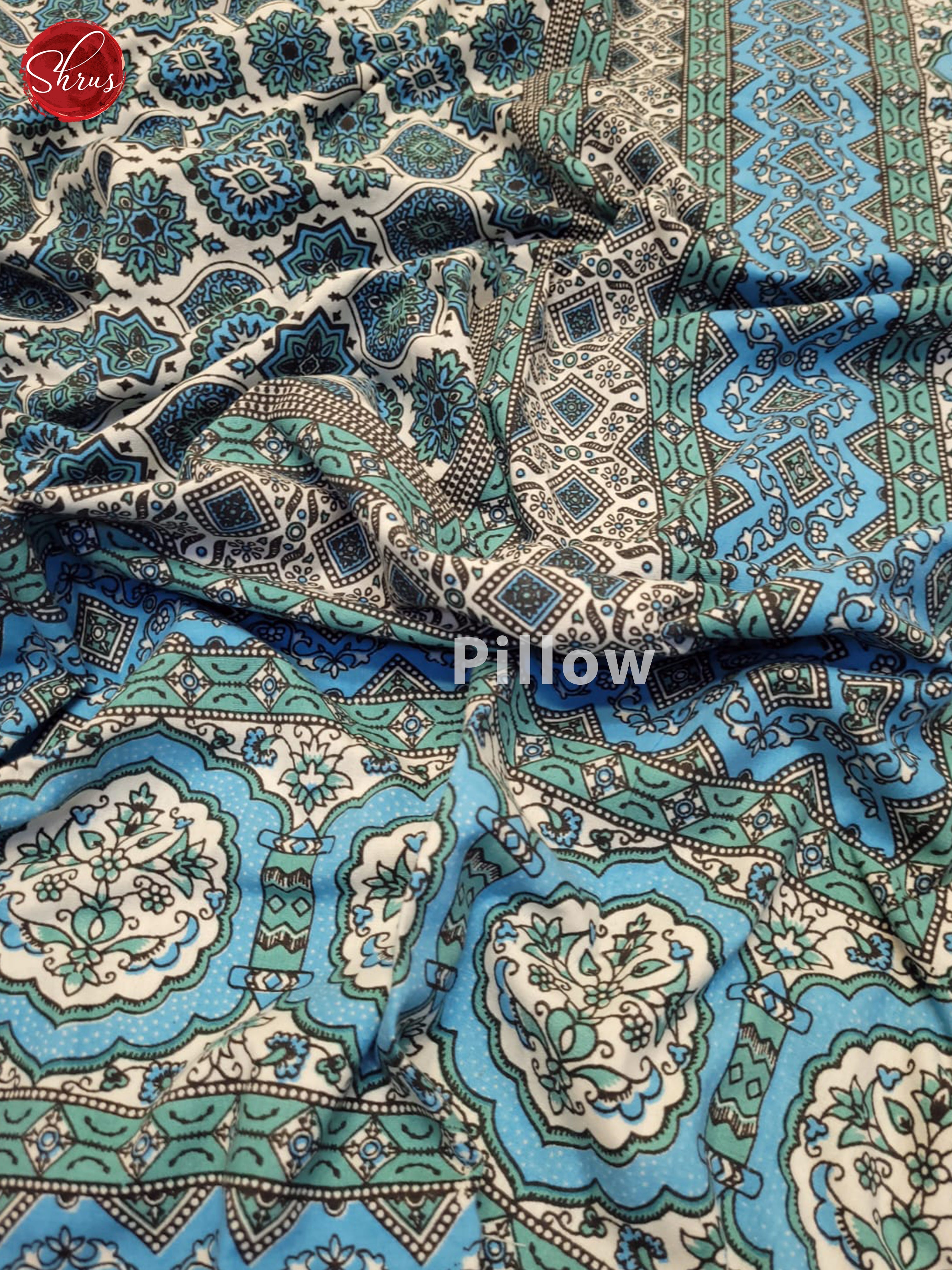 Cream & Blue - Jaipuri Printed Double Bed Spread