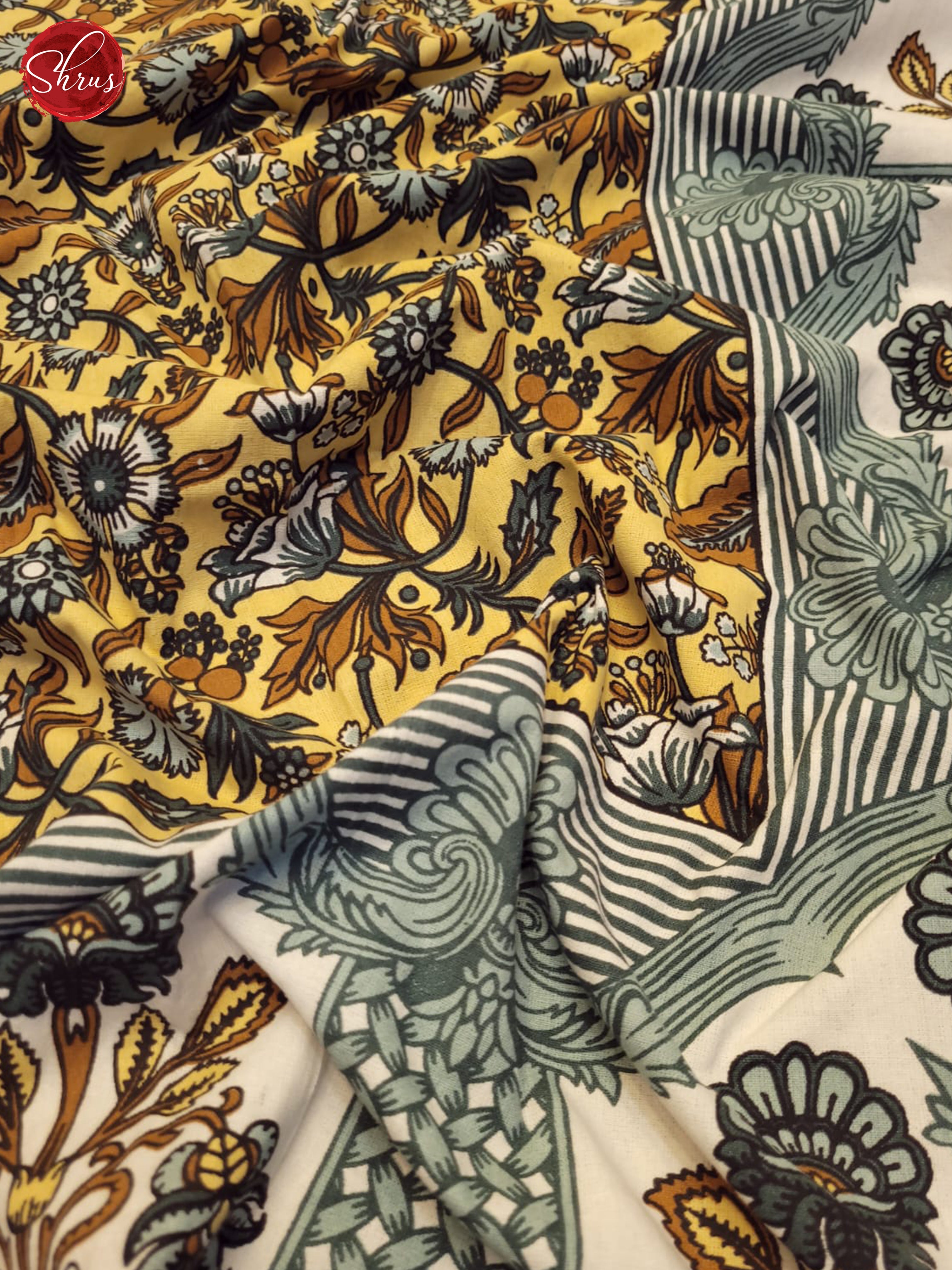 Yellow & Cream-Jaipuri Printed Double Bed Spread