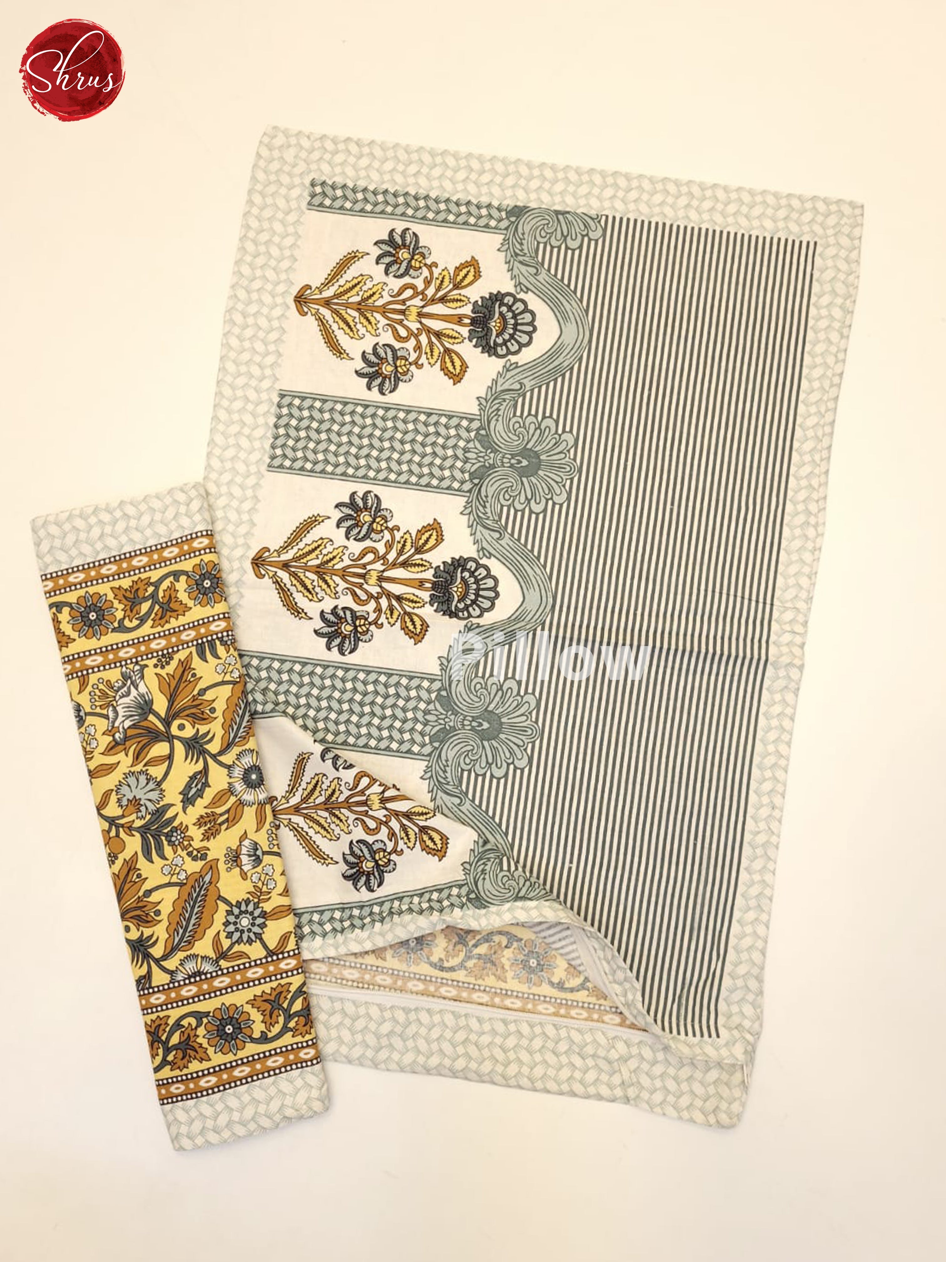 Yellow & Cream-Jaipuri Printed Double Bed Spread