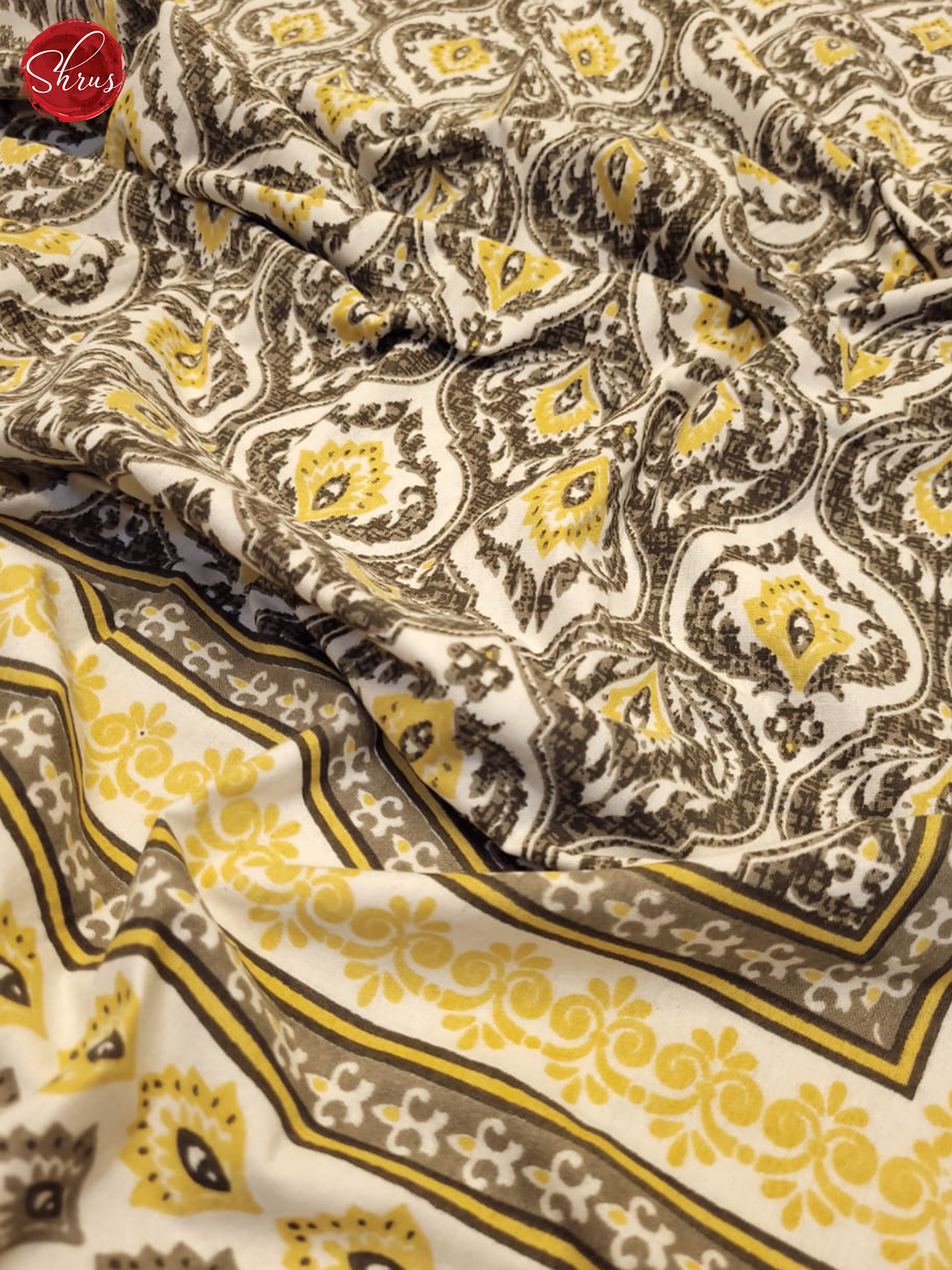 Cream & Grey- Jaipuri printed Double Bed Spread