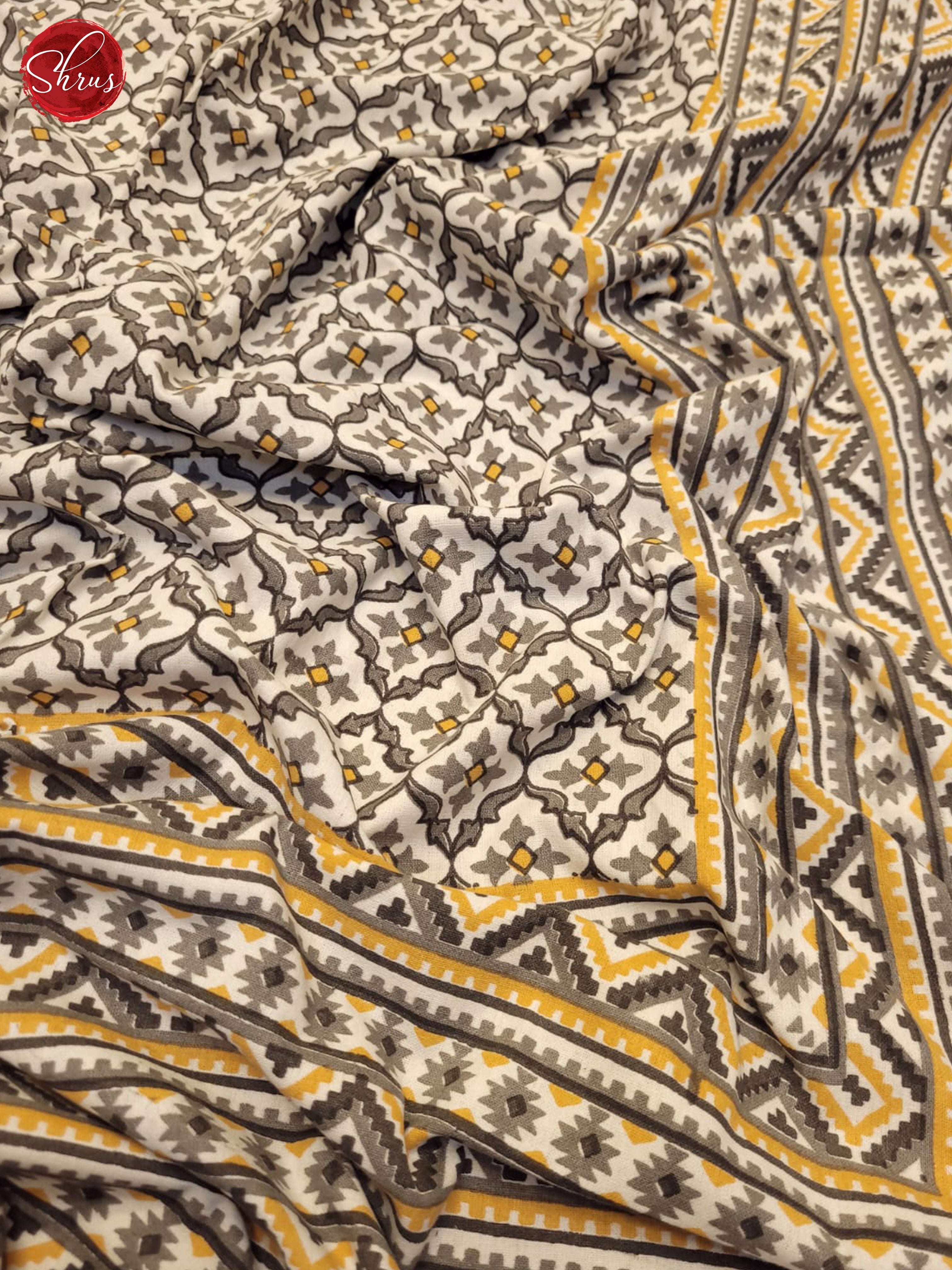 Cream & Grey - Jaipuri Printed Double Bed Spread