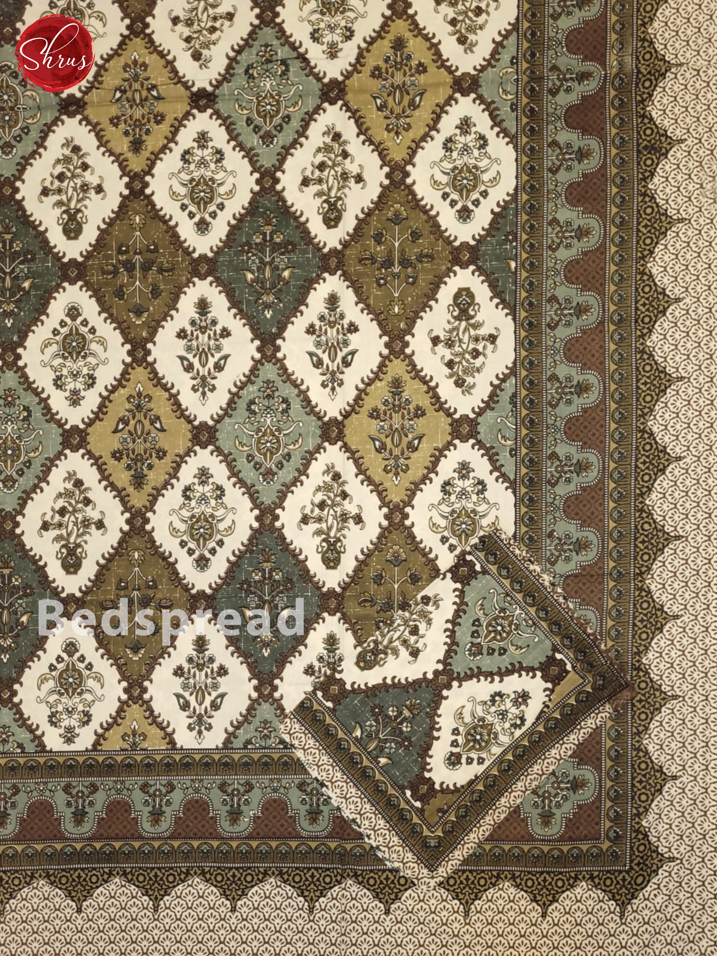 Cream & Green - Jaipuri Printed Double Bed Spread