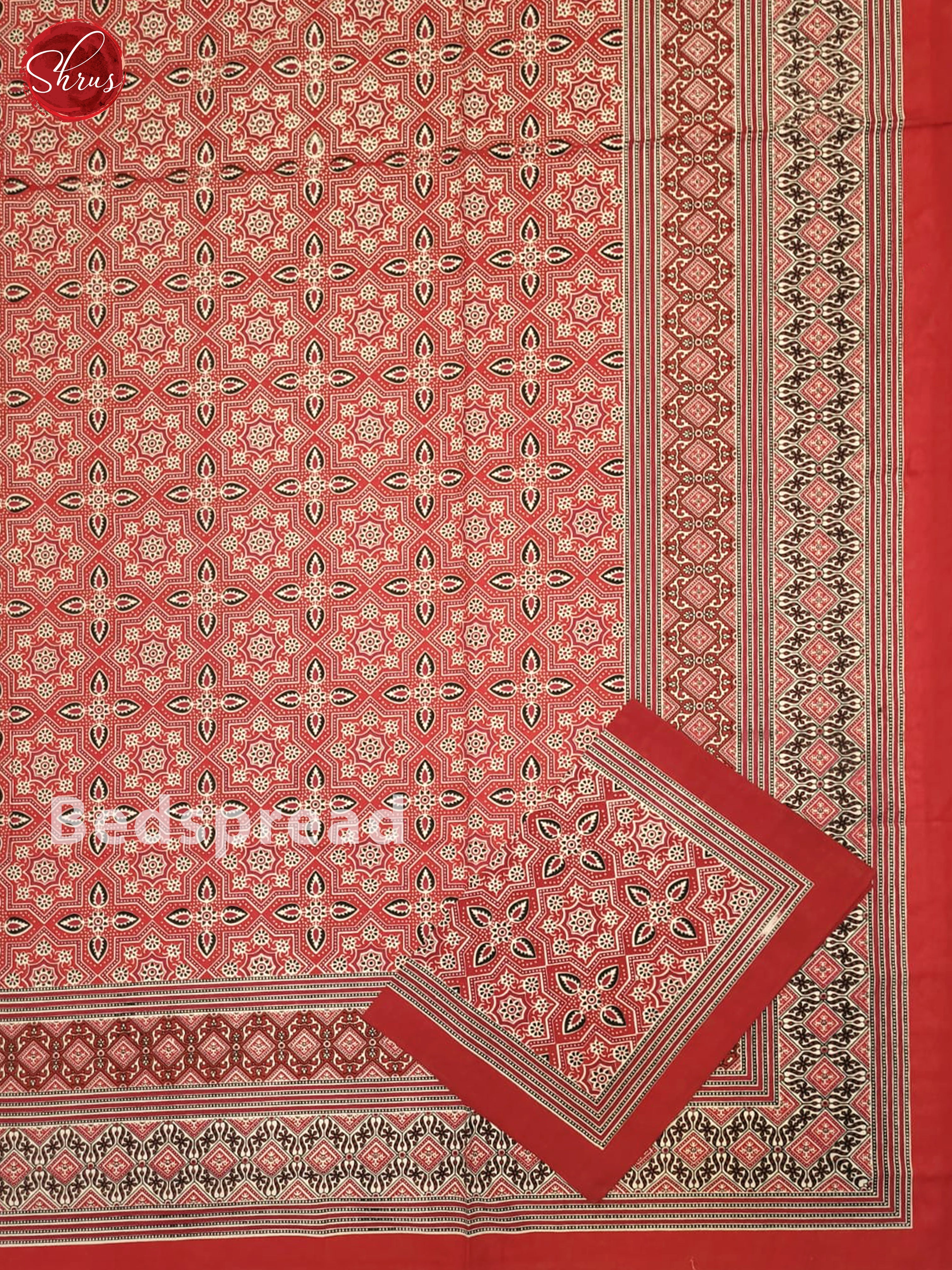 Red - Jaipuri Printed Double Bed Spread