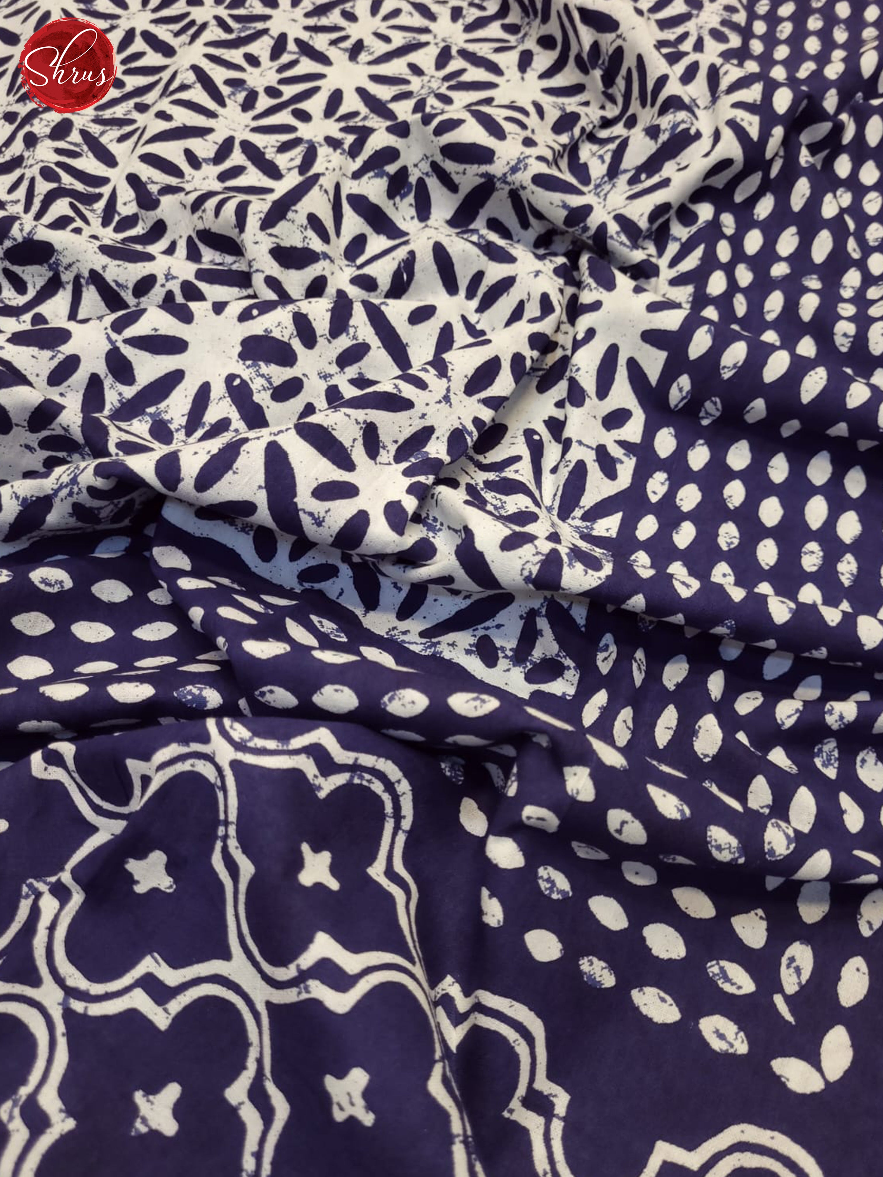 Cream & Blue - Jaipuri Printed Double Bed Spread