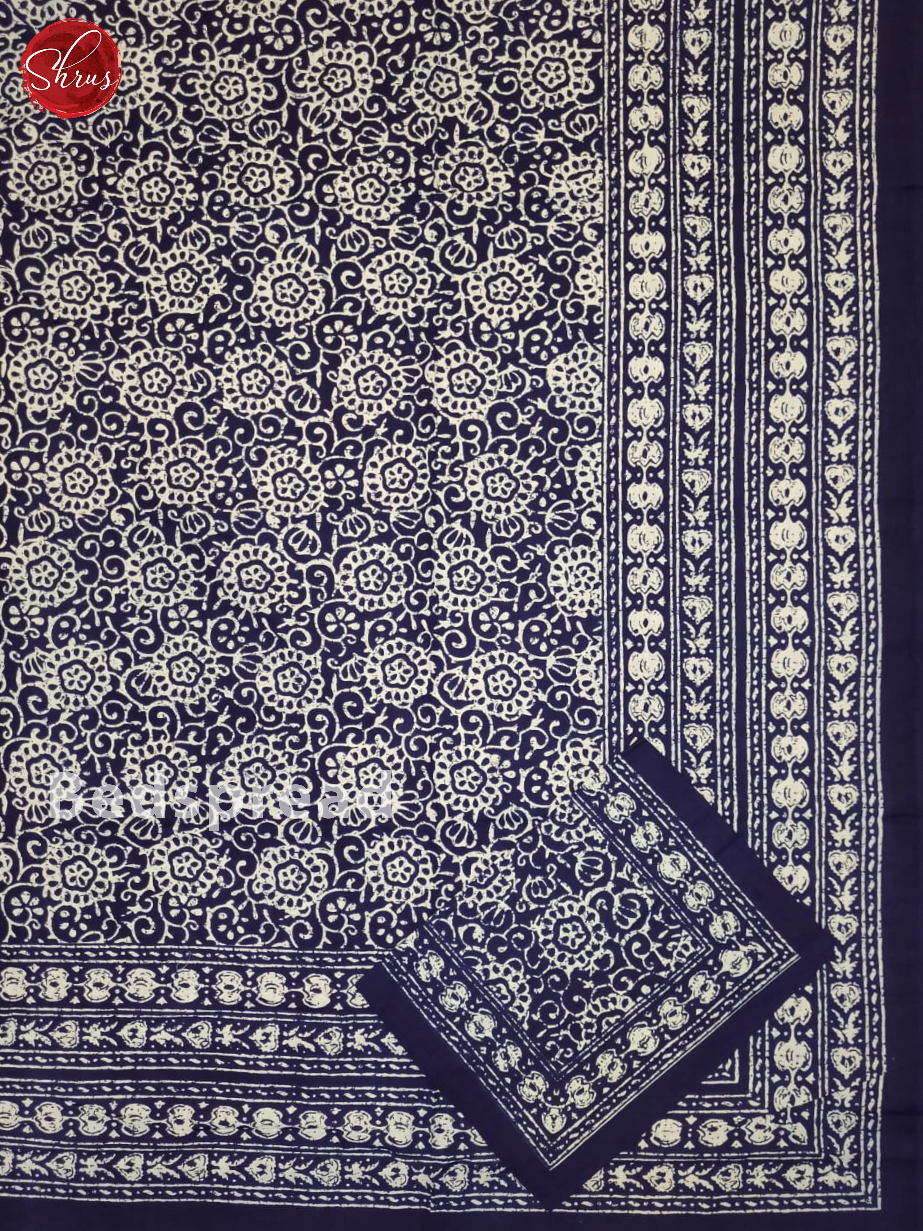 Blue & White - Jaipuri Printed Double Bedsheet