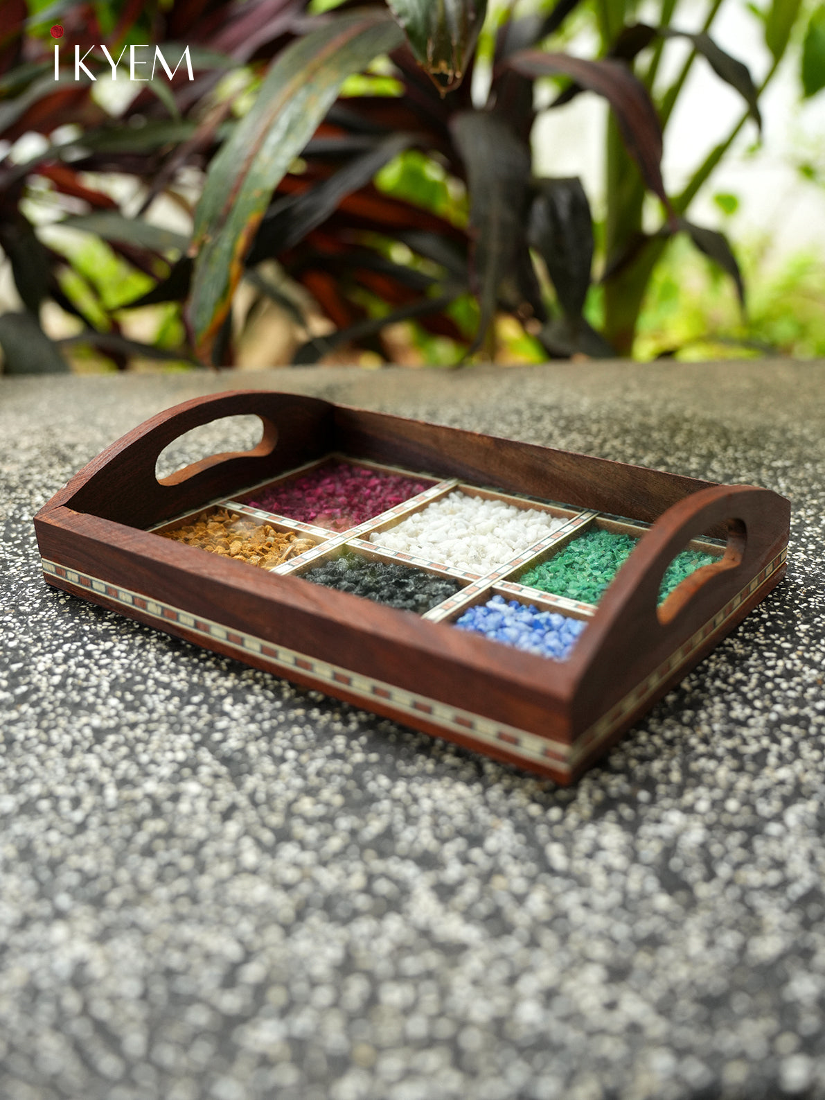 Wooden Gems Stone Tray