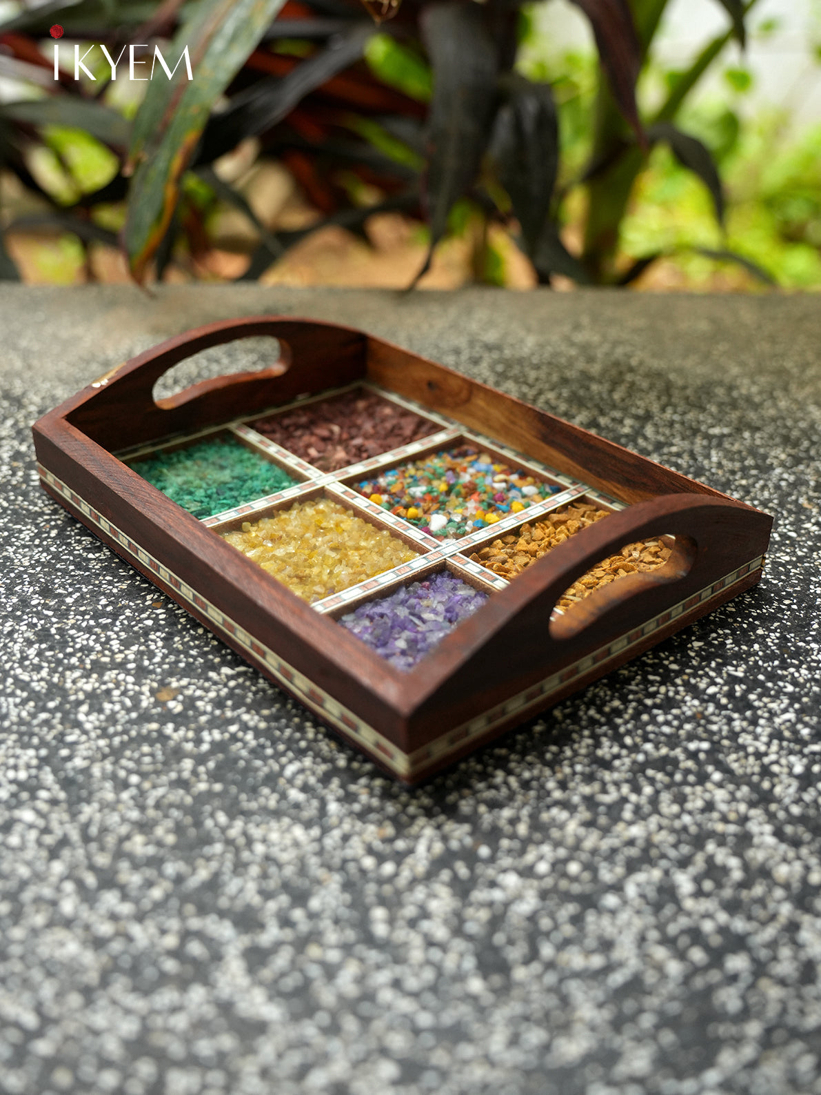 Wooden Gems Stone Tray