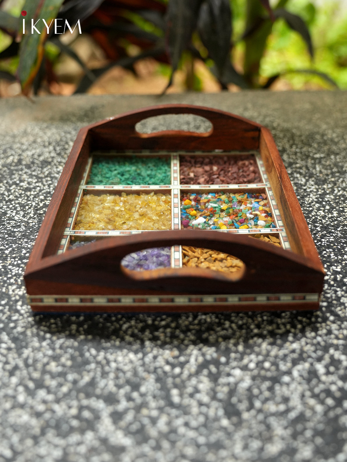 Wooden Gems Stone Tray