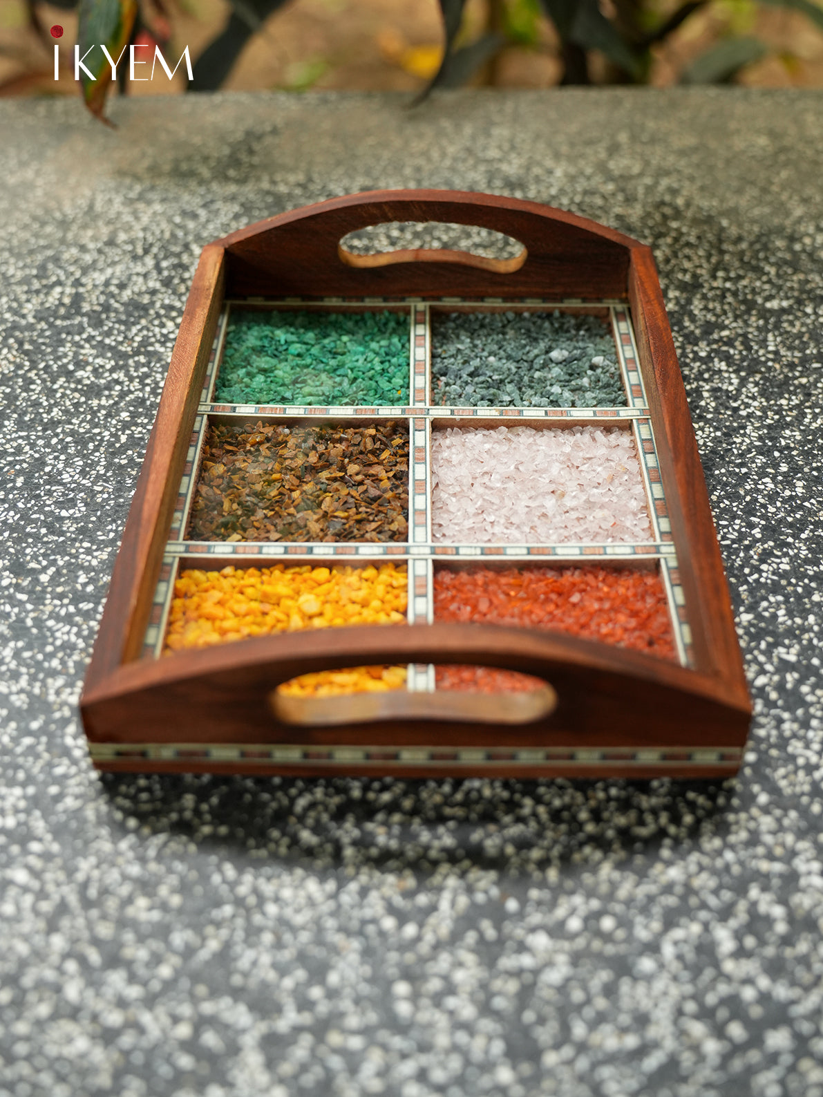 Wooden Gems Stone Tray