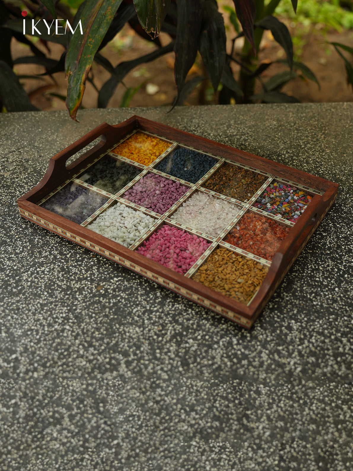 Wooden Gems Stone Tray