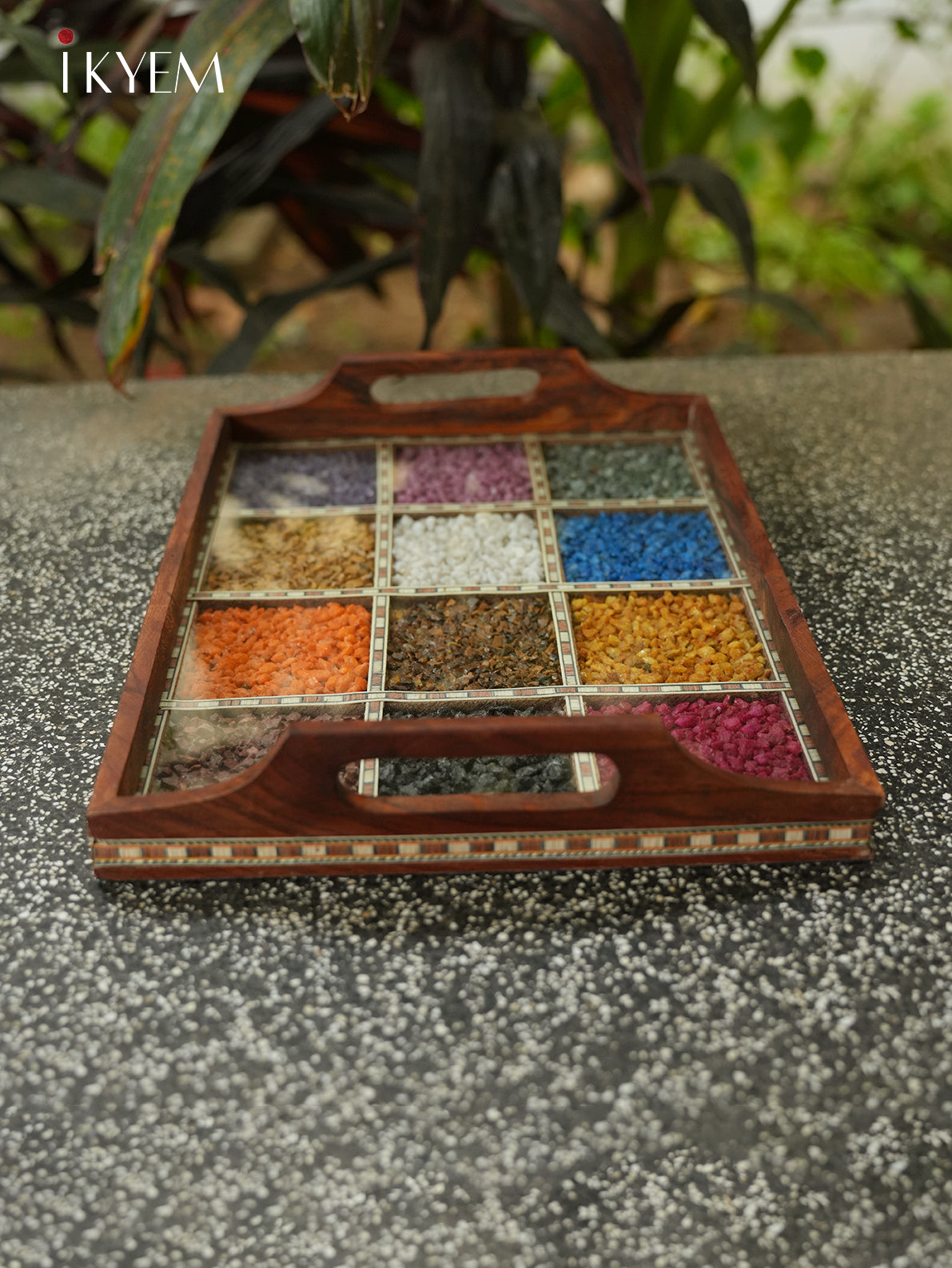 Wooden Gems Stone Tray