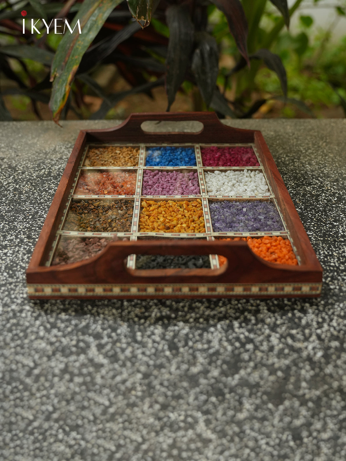 Wooden Gems Stone Tray