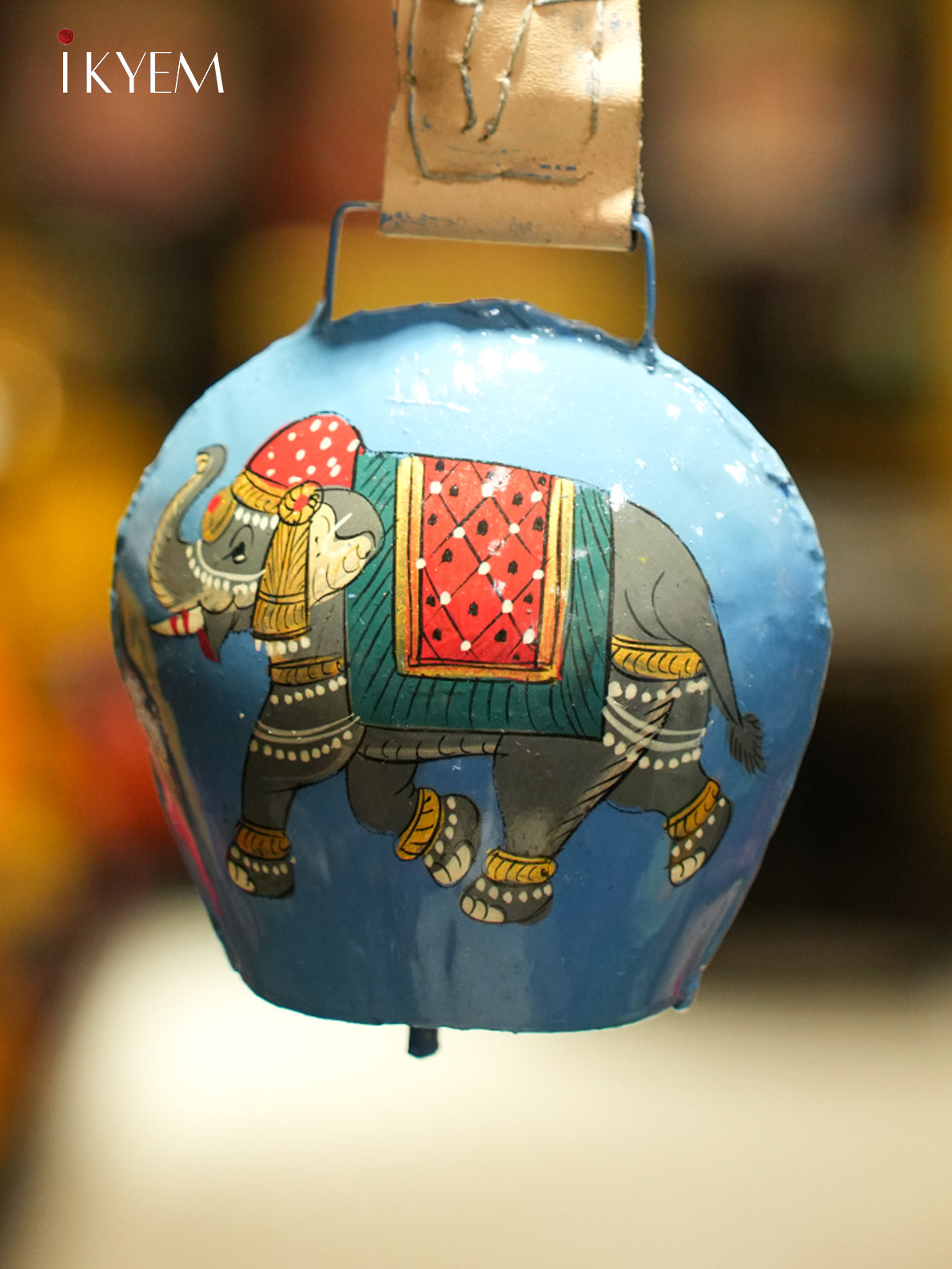 Blue Elephant Handpainted Cow Bell