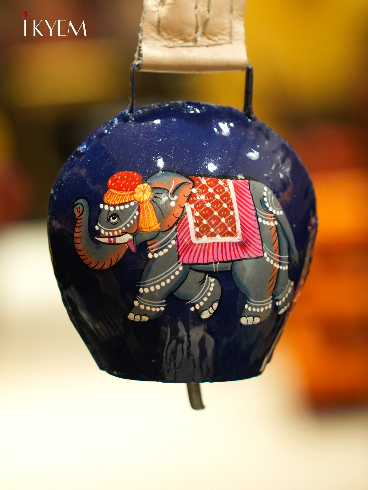 Blue Elephant Hand painted Cow Bell