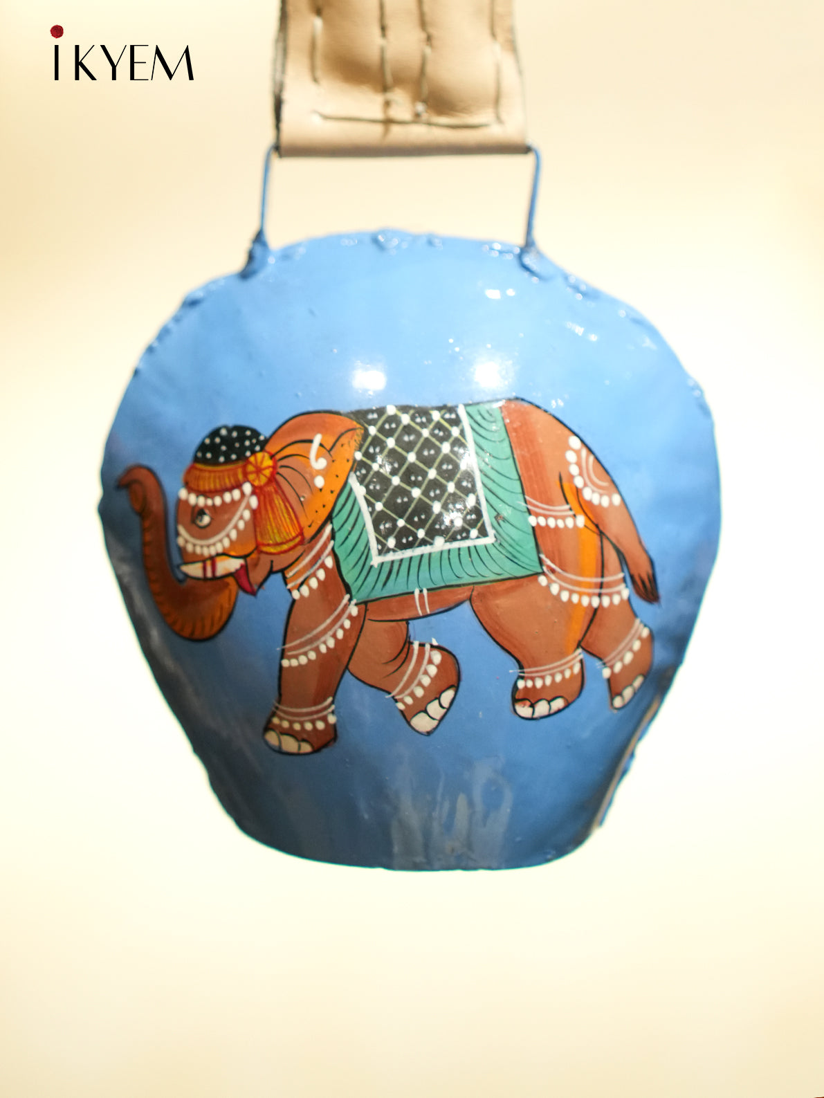 Blue Elephant Hand Painted Cow Bell