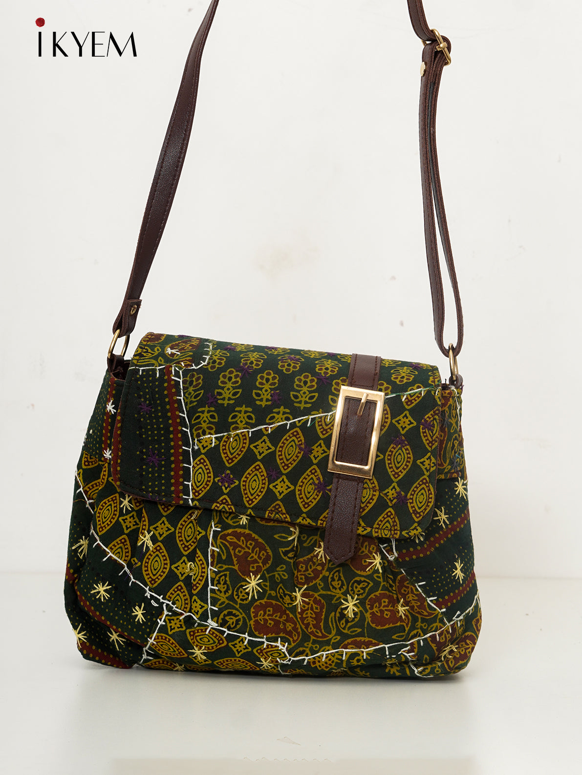 Green - Ajrakh Handbag