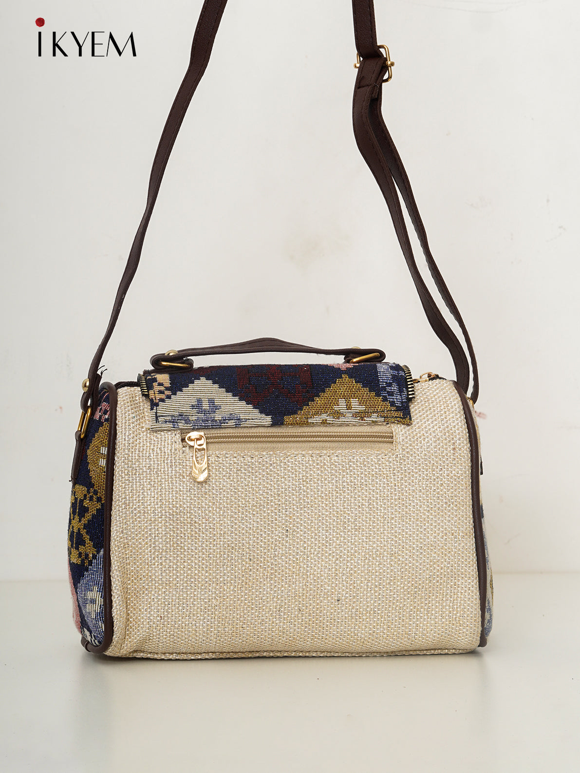 Cream & Blue - Ajrakh Handbag