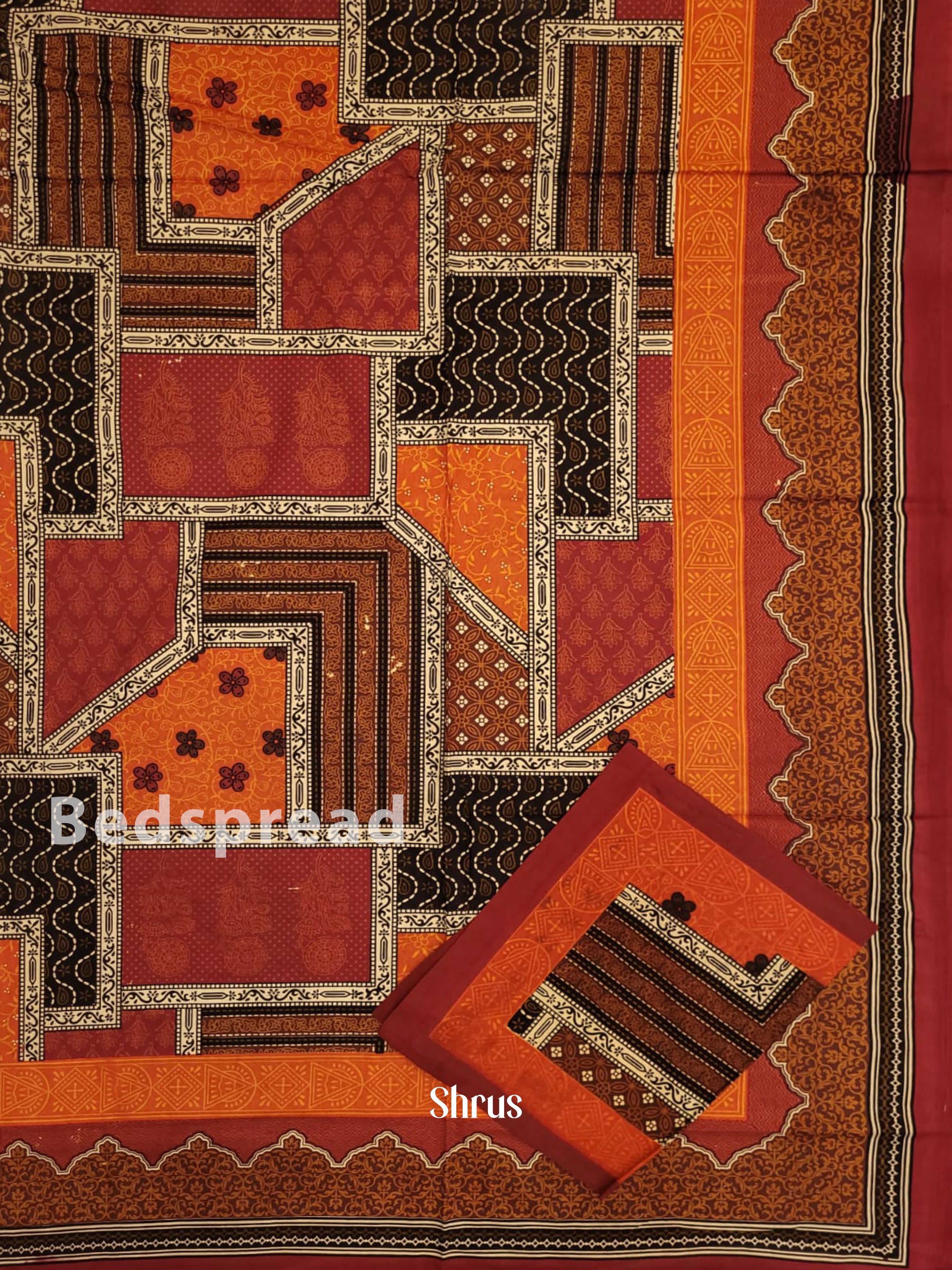 Orange  & Maroon - Bed Spreads