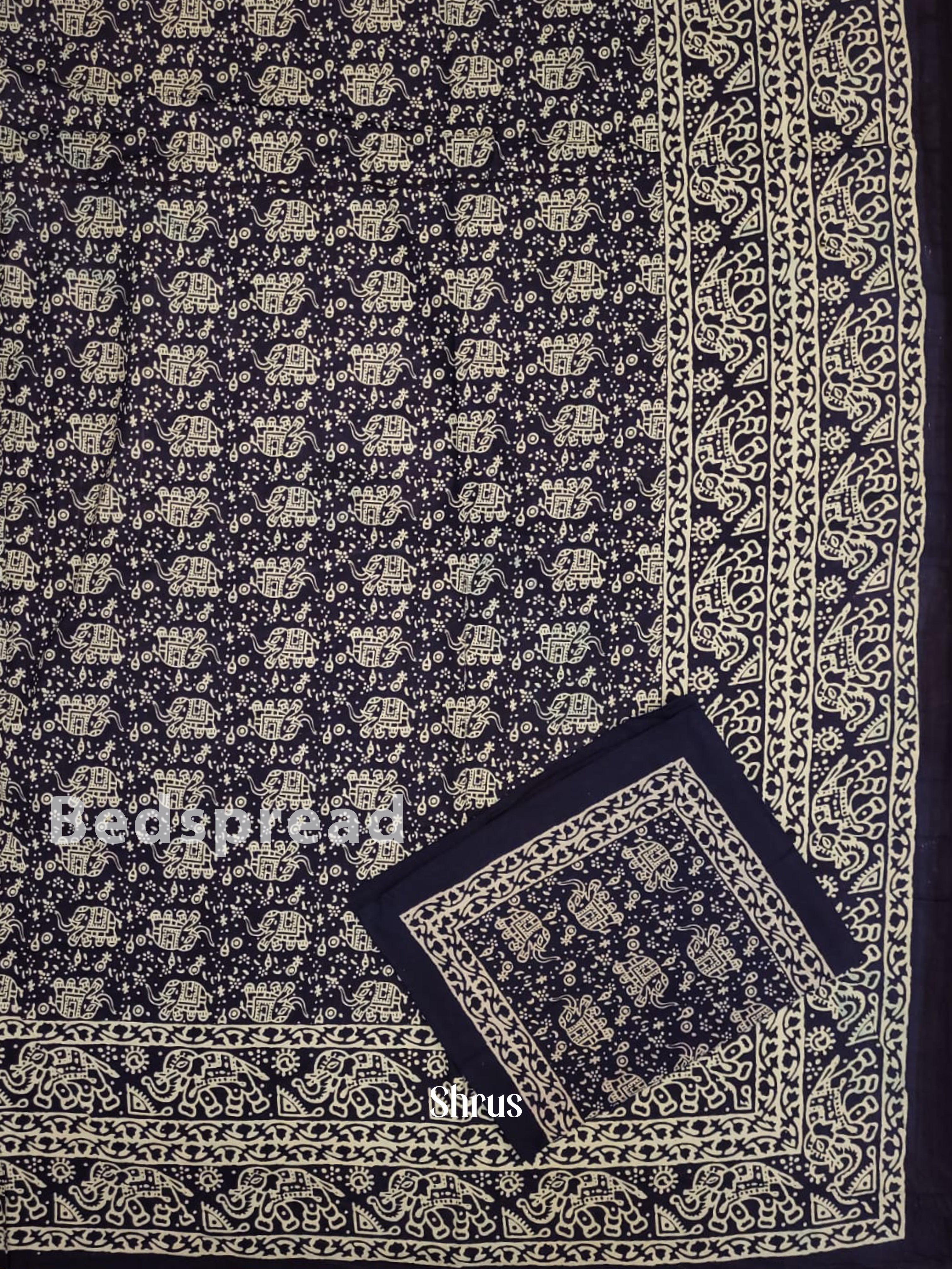 Indigo Blue & Cream - Bed Spreads