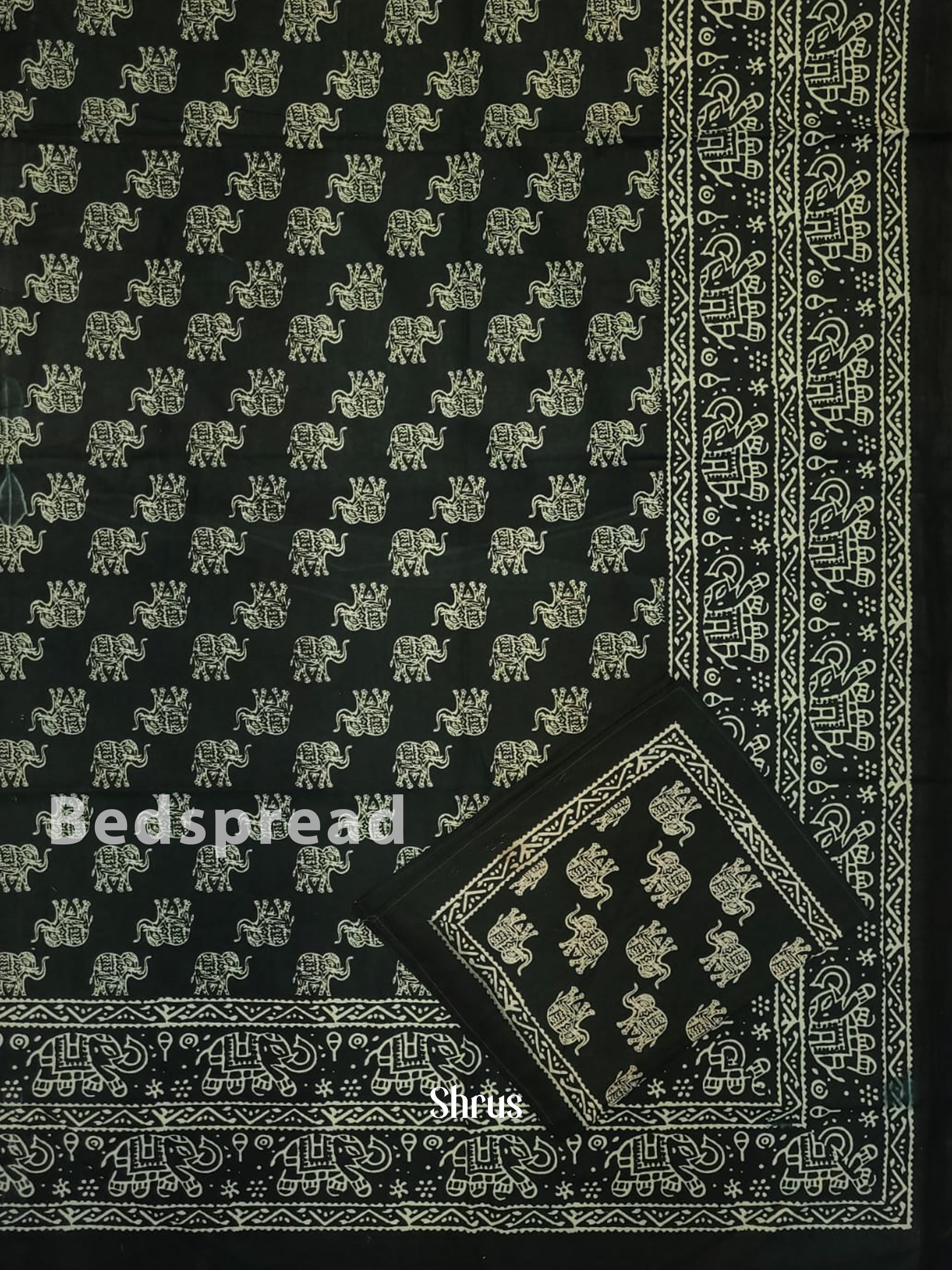 Bottle Green & Cream -Bed Spreads