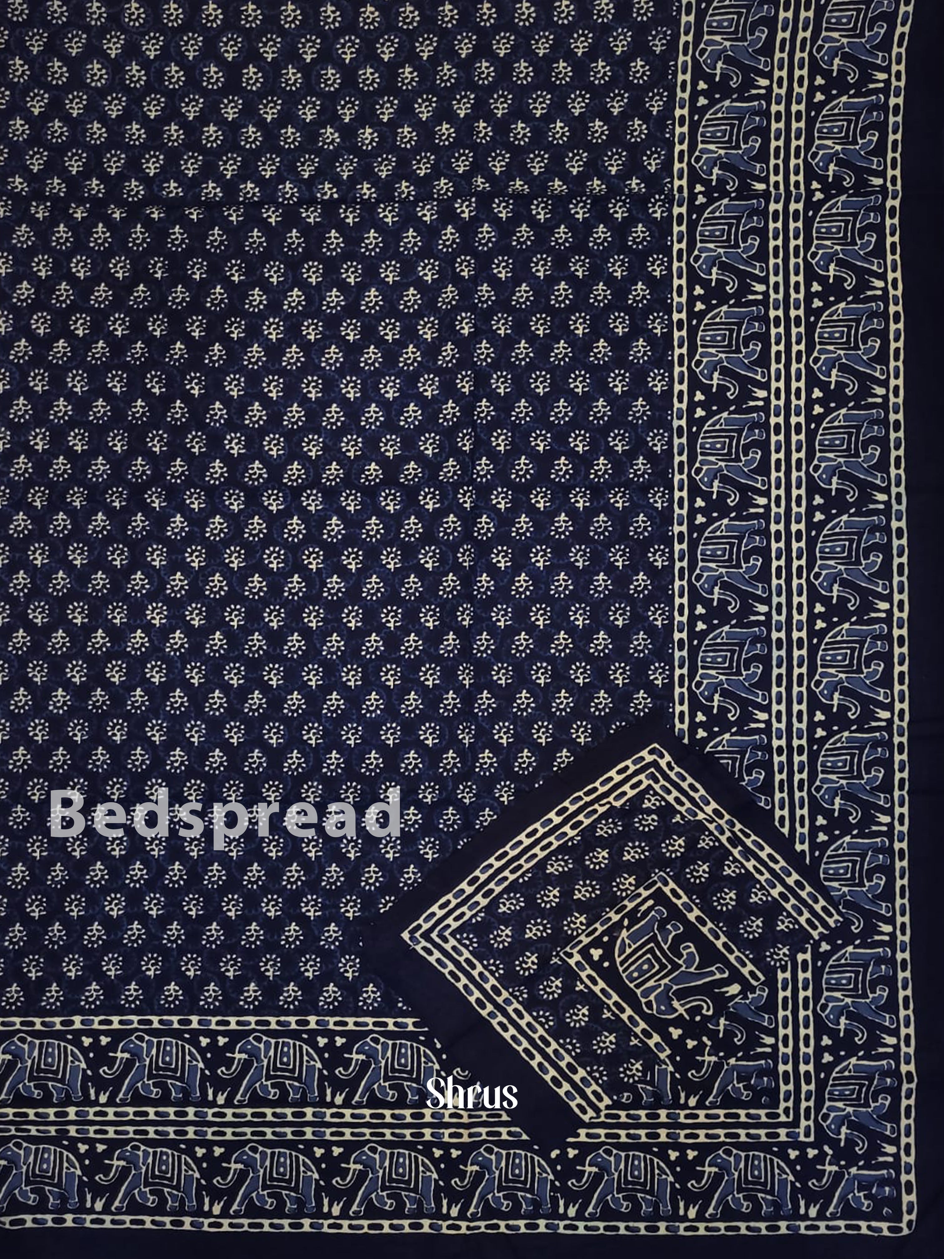 Navy Blue & Cream -Bed Spreads