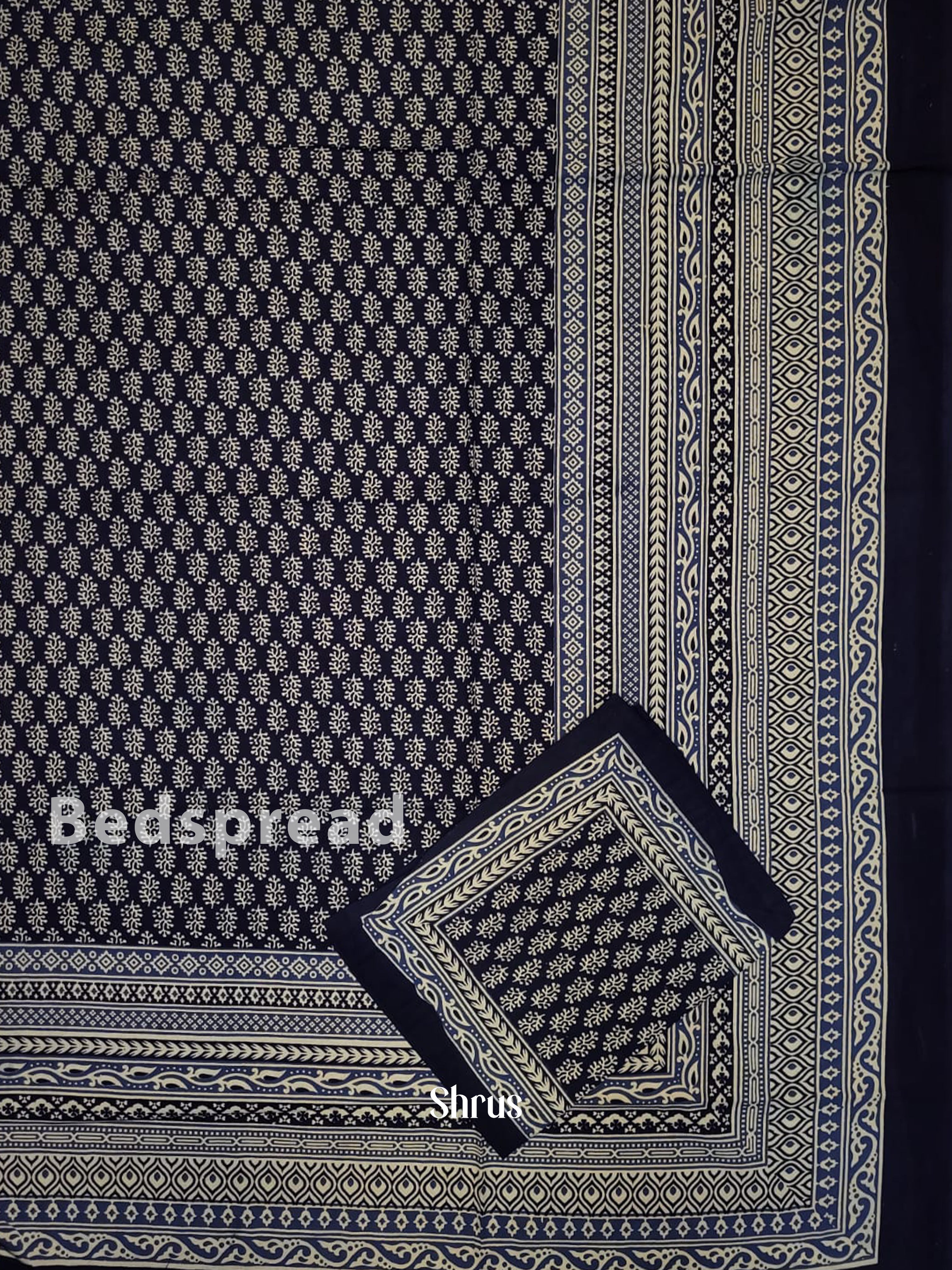 Navy Blue & Cream - Bed Spreads