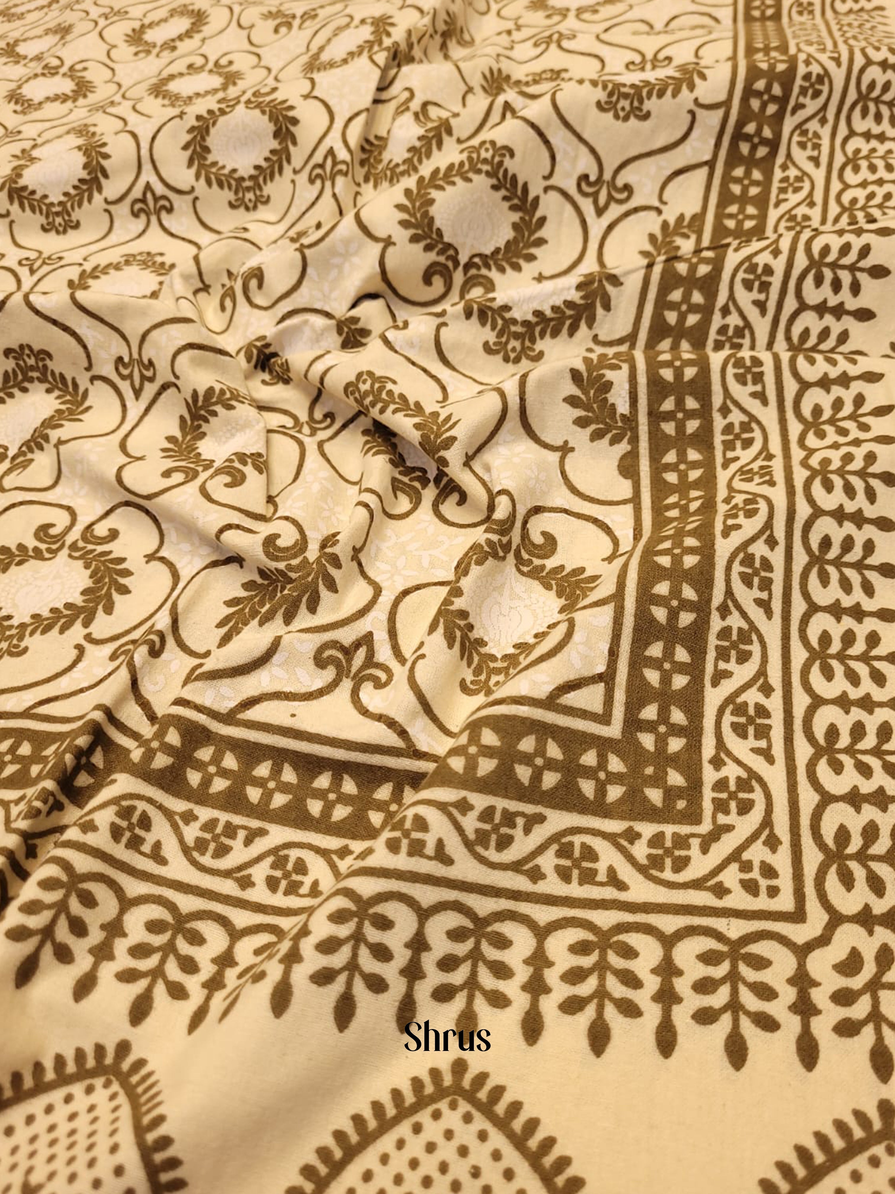 Beige & Mehandi Green -  Bed Spreads