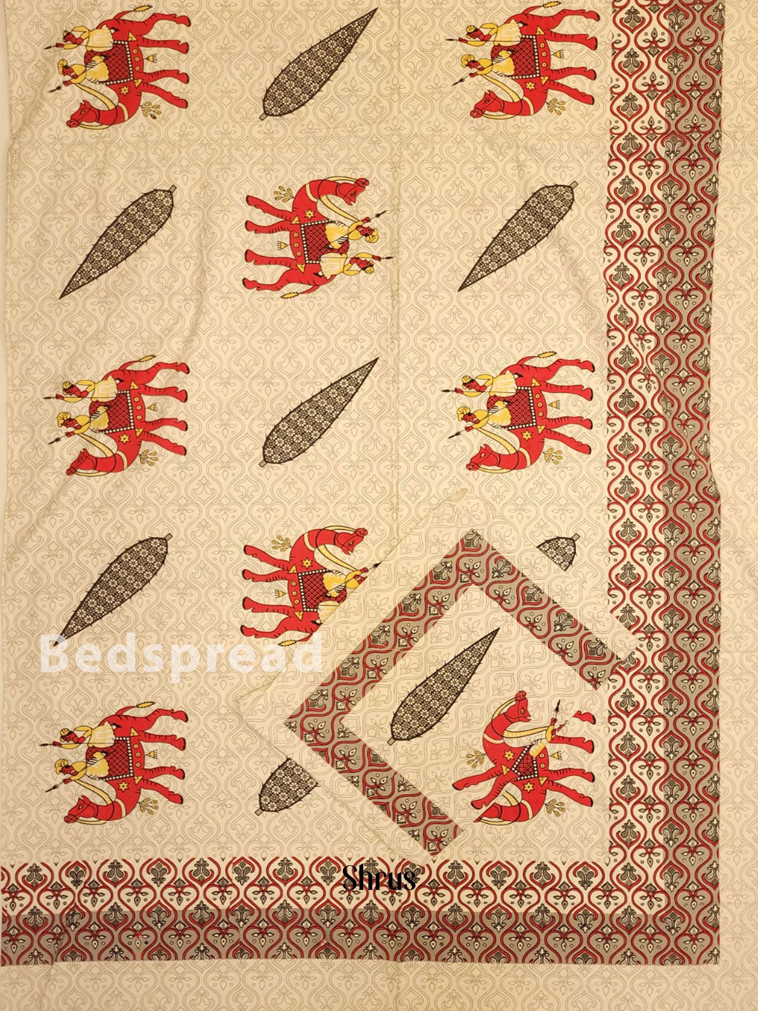 Cream & Red - Bed Spreads