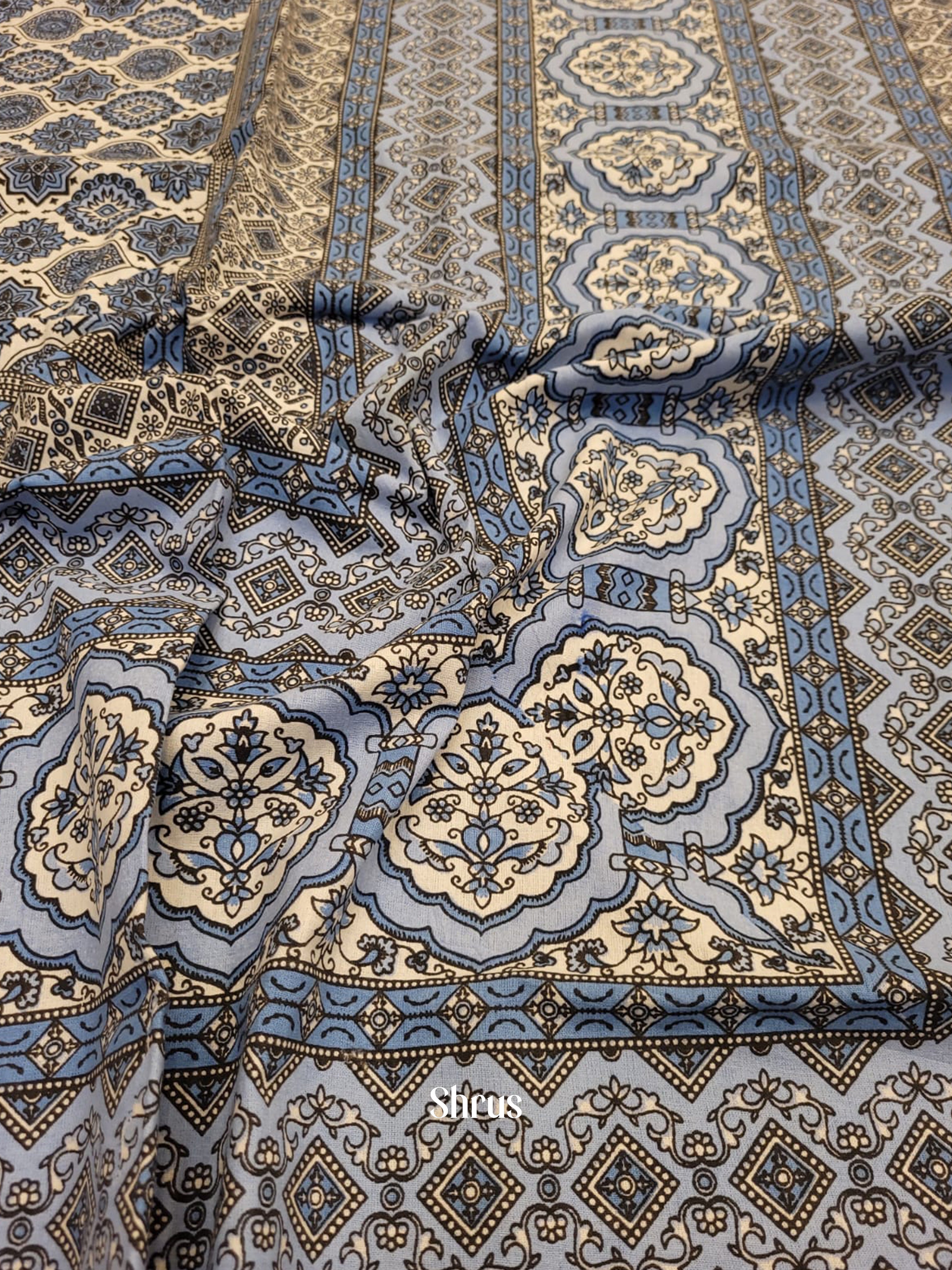 Cream & Blue - Bed Spreads