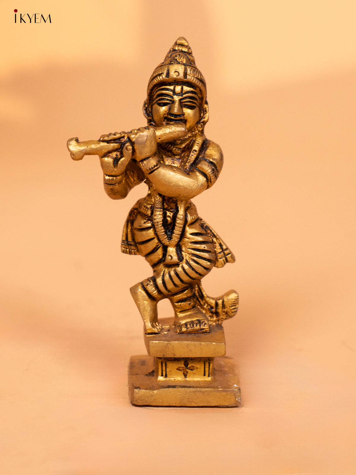 Brass Lord Krishna Idol - 3.1 inch - 4FJ14090