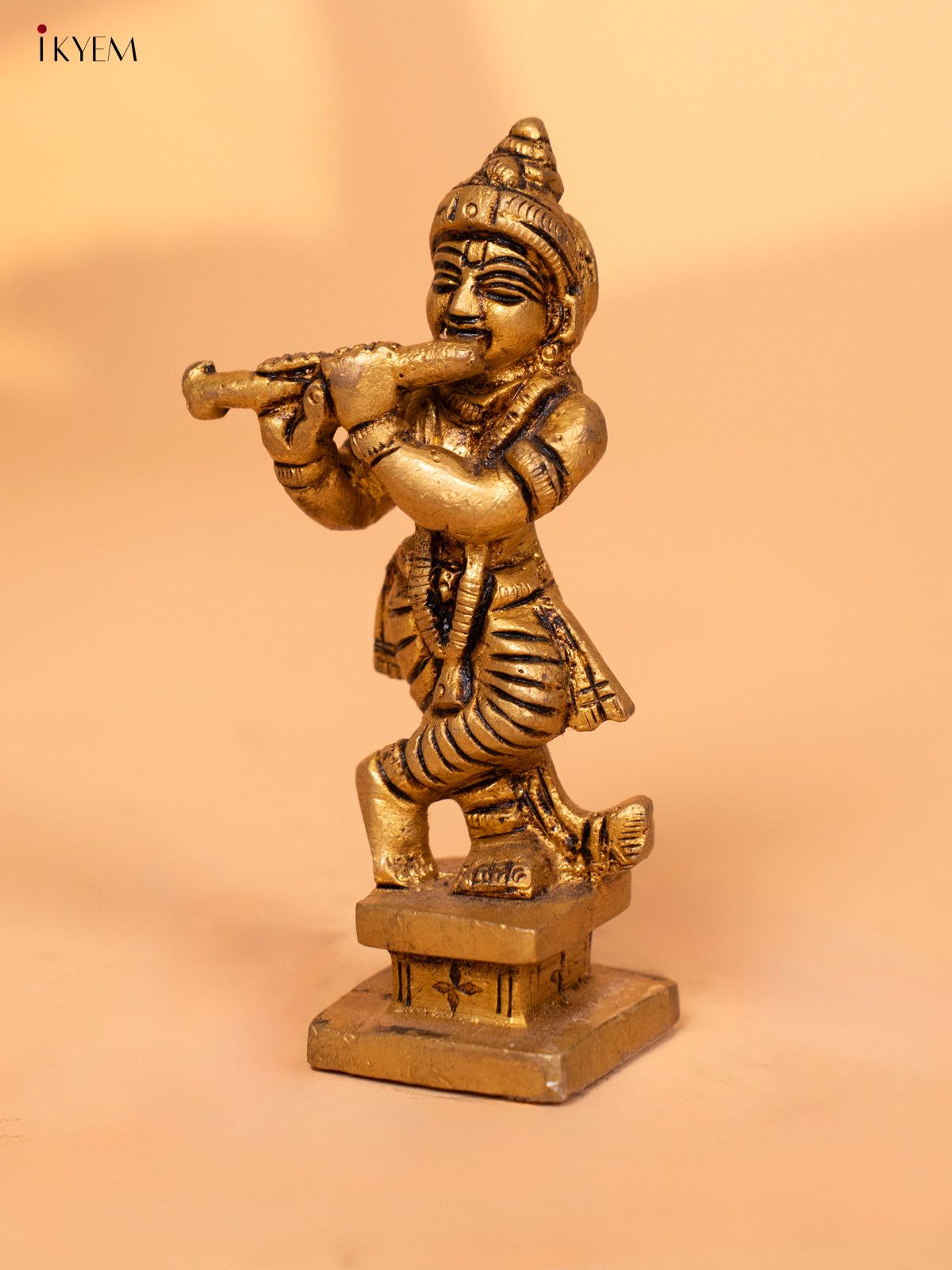 Brass Lord Krishna Idol - 3.1 inch - 4FJ14090