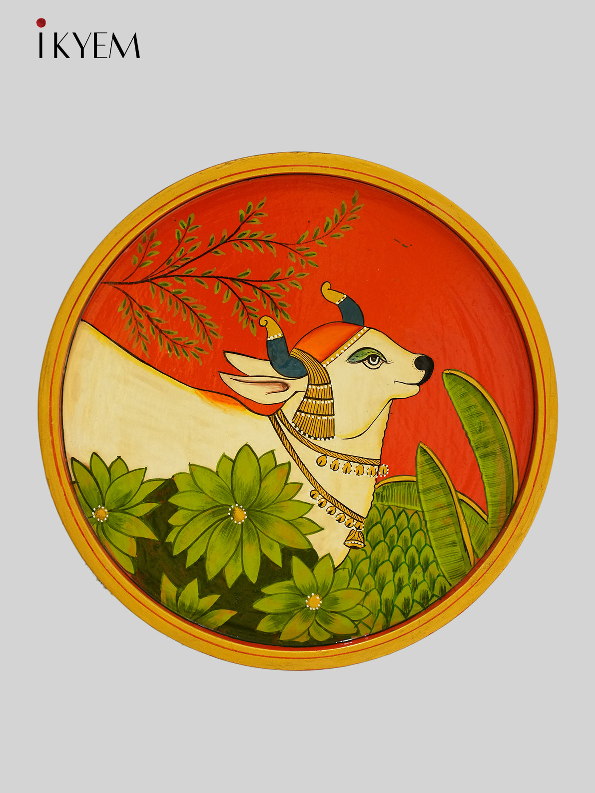 4FJ19069- Handpainted wooden wall hanging plates