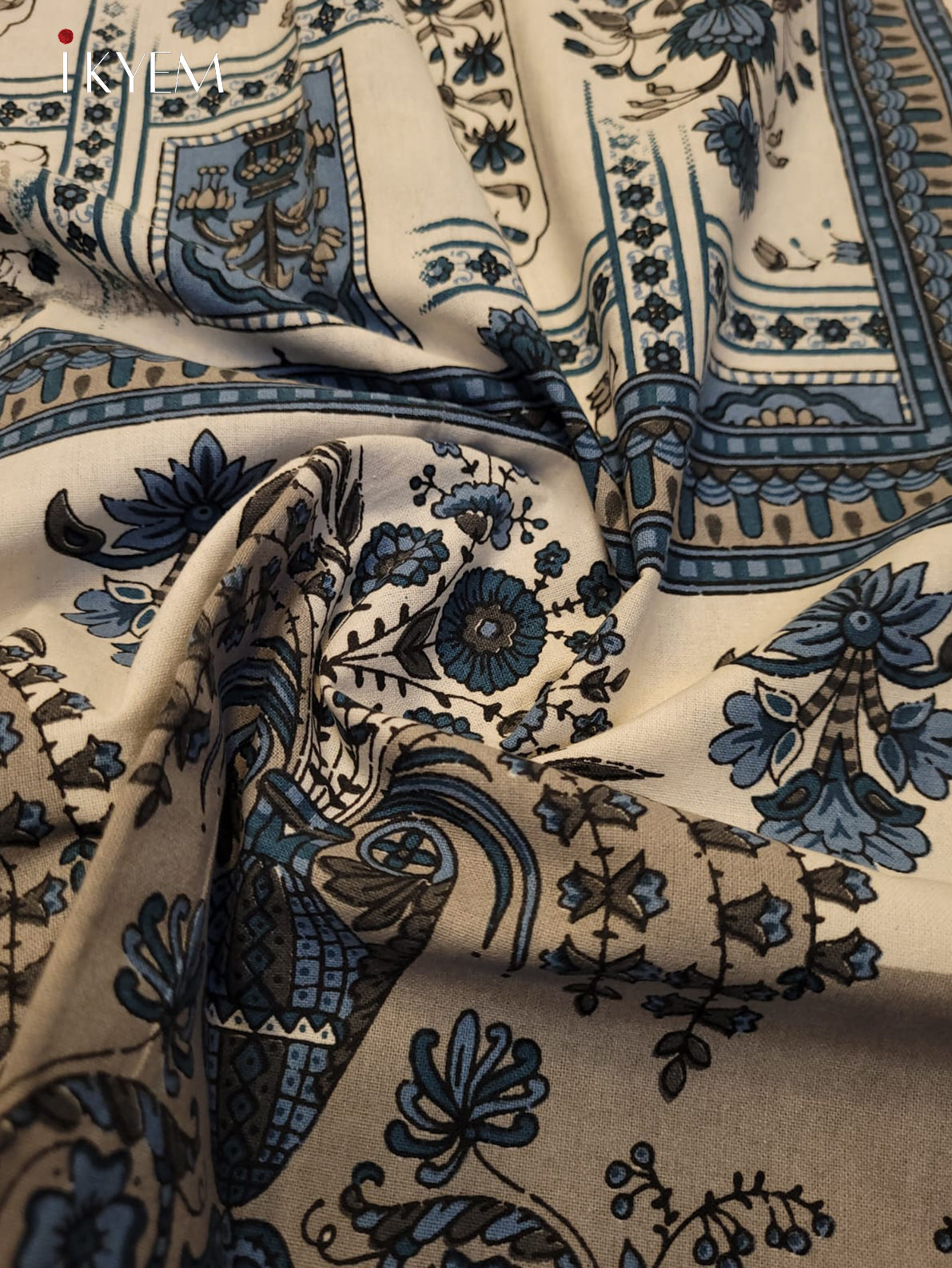 Cream & Blue- Bed Spread