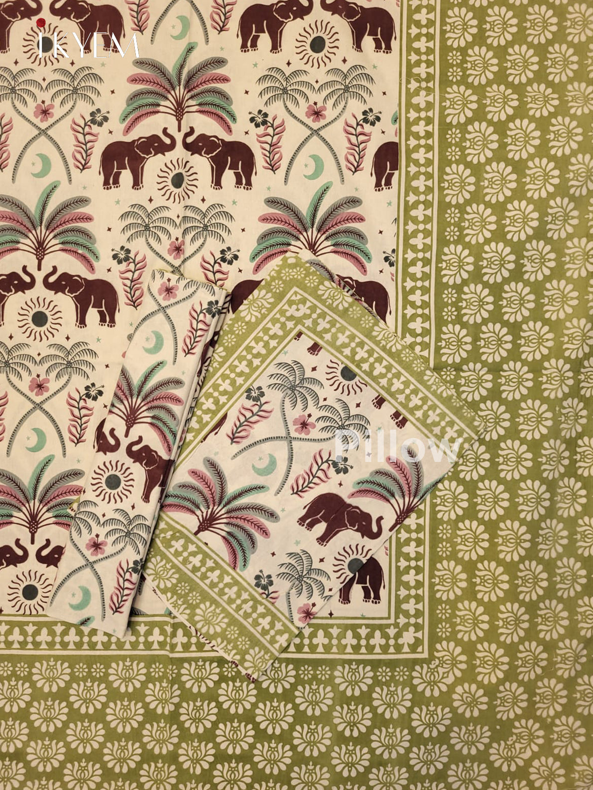 Cream & Green - Bed Spread