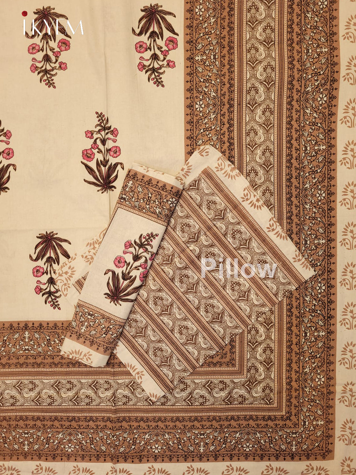 Cream & Brown- Bed Spread